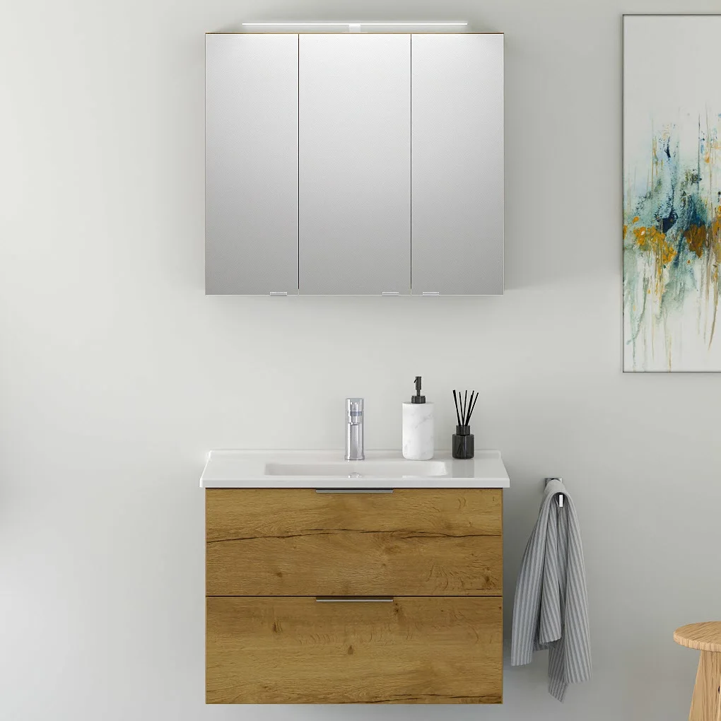 Steinkamp Living 2.0 Badmöbel Set 80 cm mit Spiegelschrank