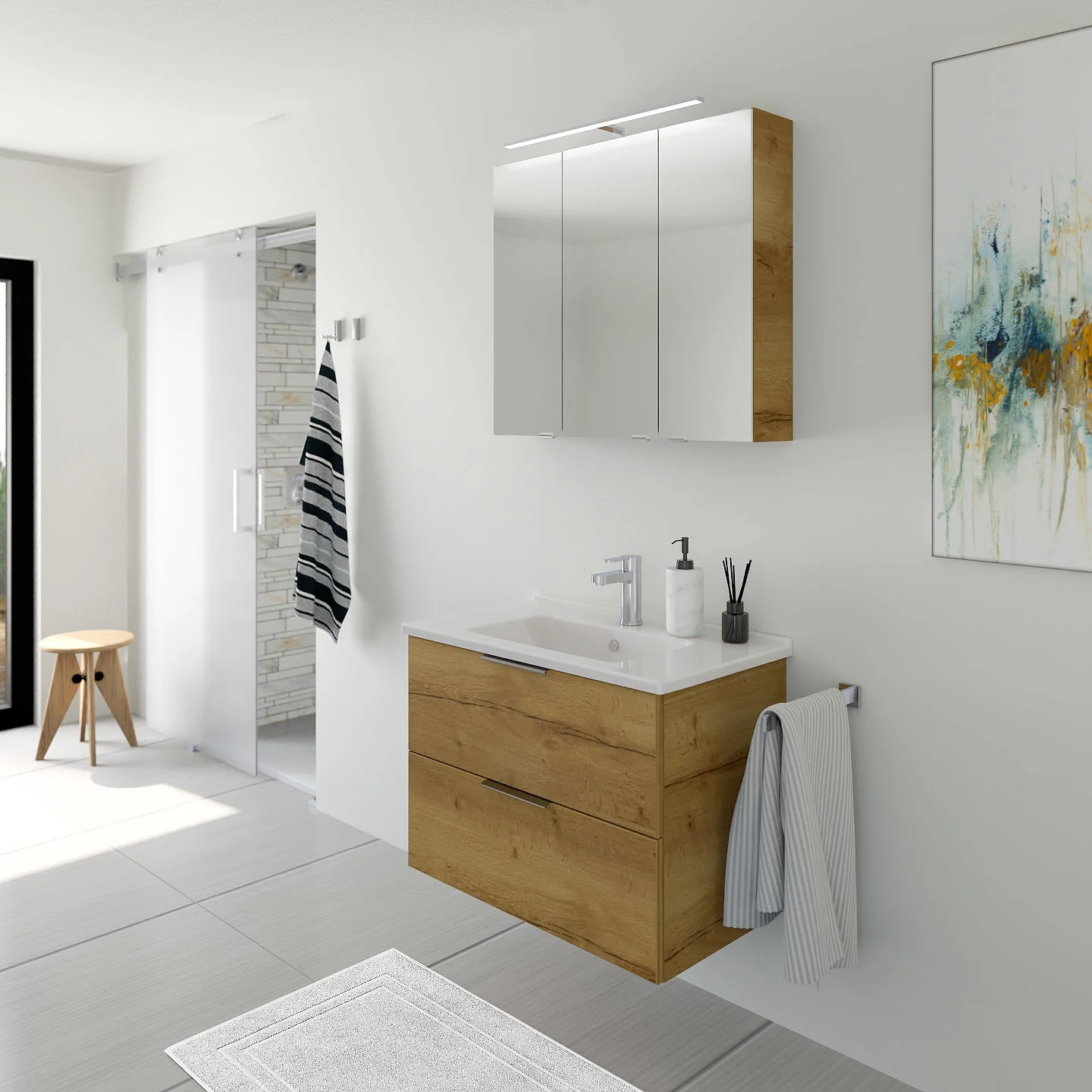 Steinkamp Living 2.0 Badmöbel Set 80 cm mit Spiegelschrank Bild 6