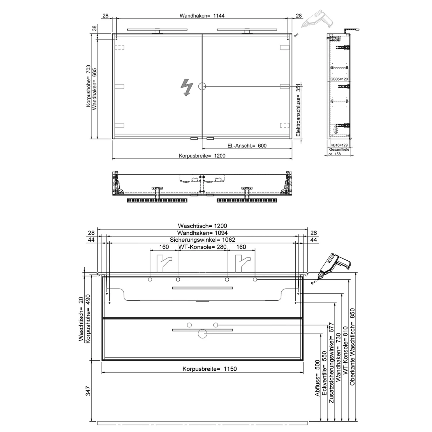 Steinkamp Living 2.0 / Villeroy & Boch Venticello Badmöbel Set 120 cm mit Spiegelschrank, 2 Türen Bild 7