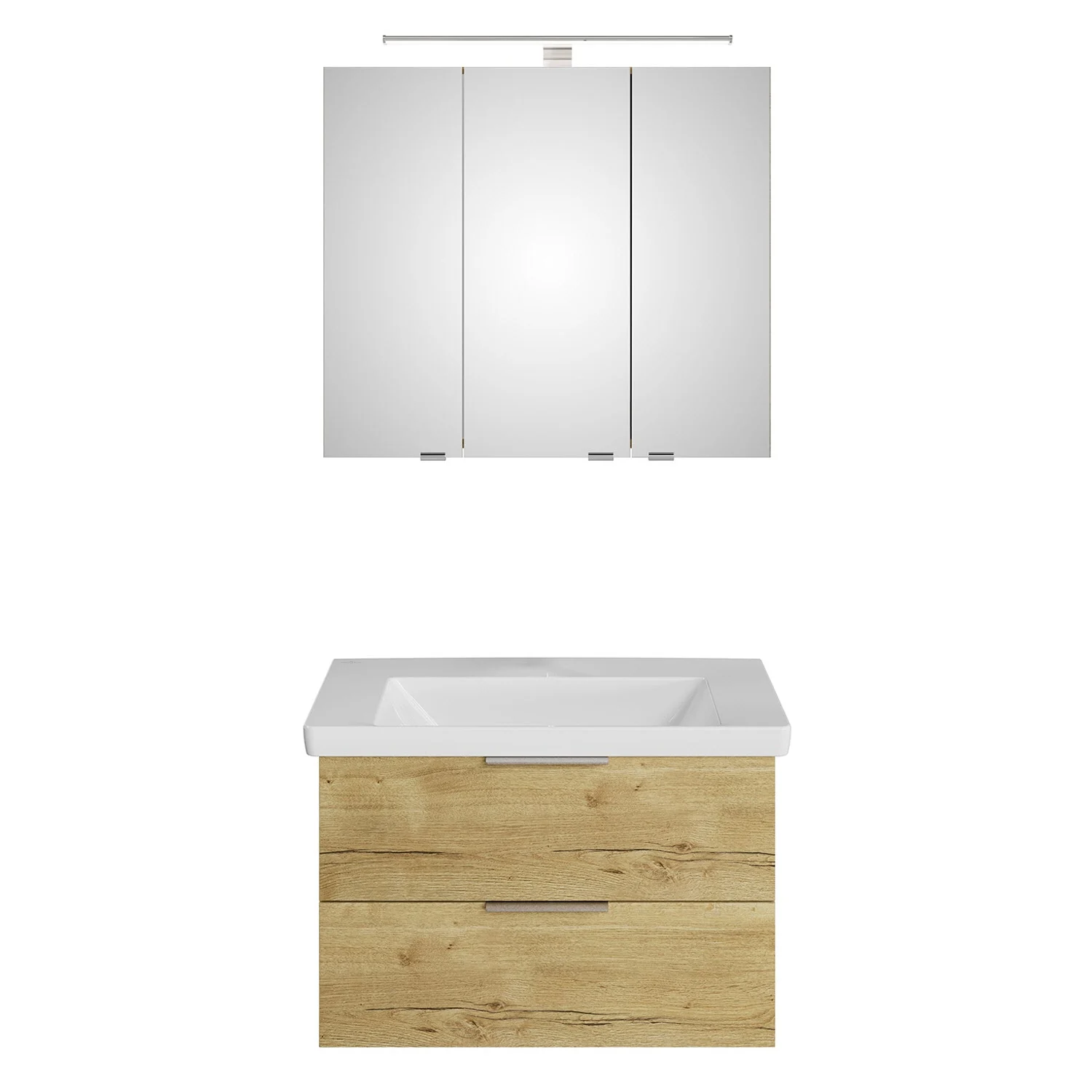 Steinkamp Living 2.0 / Villeroy & Boch Subway 3.0 Badmöbel Set 80 cm mit Spiegelschrank
