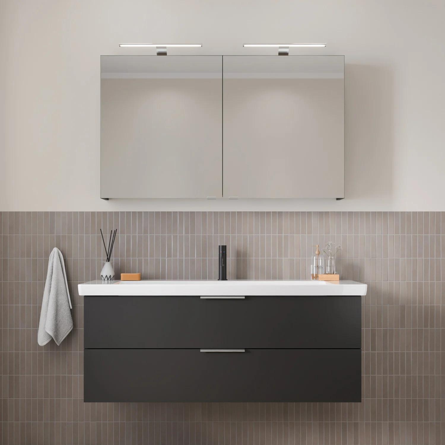 Steinkamp Living 2.0 Spiegelschrank 120 cm mit 2 Türen und LED-Aufsatzleuchten Bild 5