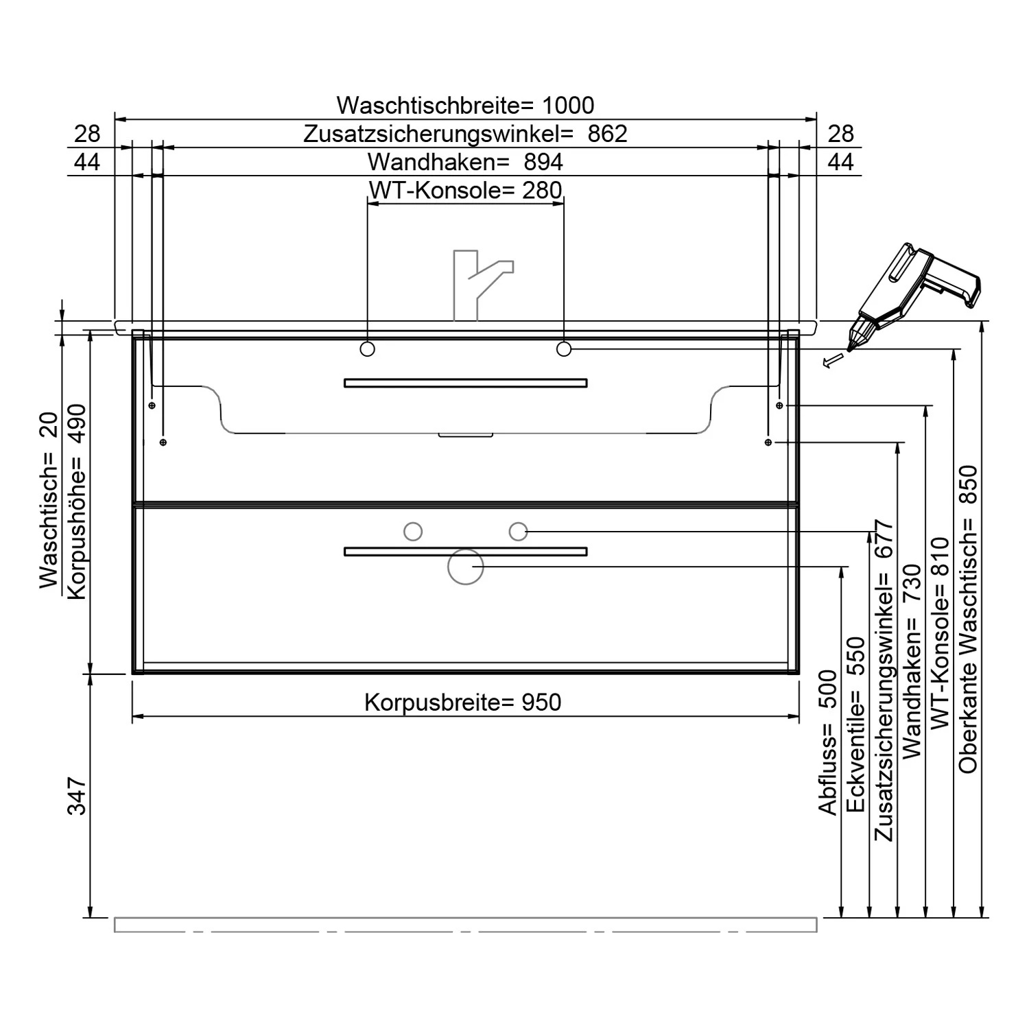 Steinkamp Living 2.0 / Villeroy & Boch Venticello Waschtisch mit Unterschrank 100 cm Bild 7