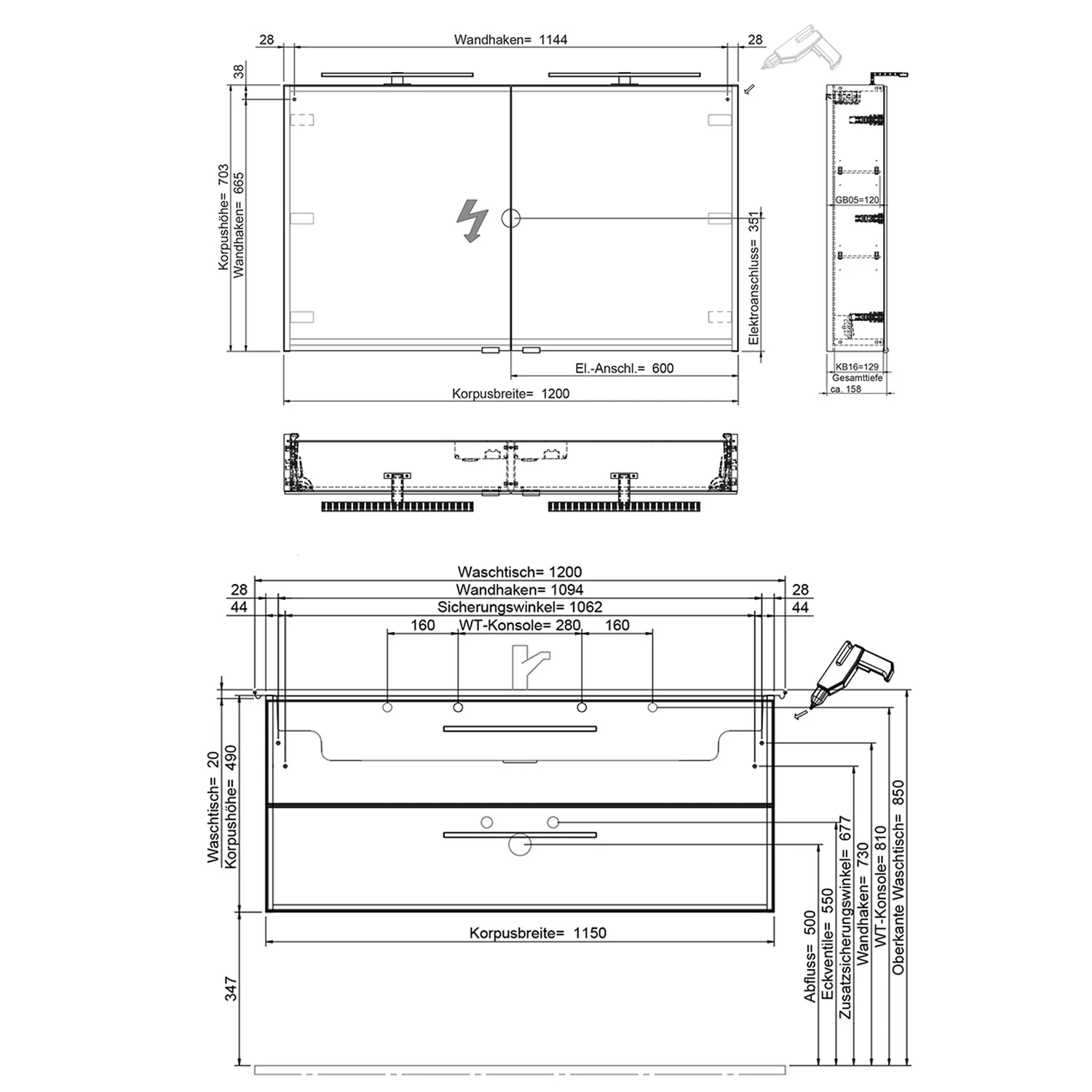 Steinkamp Living 2.0 / Villeroy & Boch Venticello Badmöbel Set 120 cm mit Spiegelschrank, 2 Türen Bild 7
