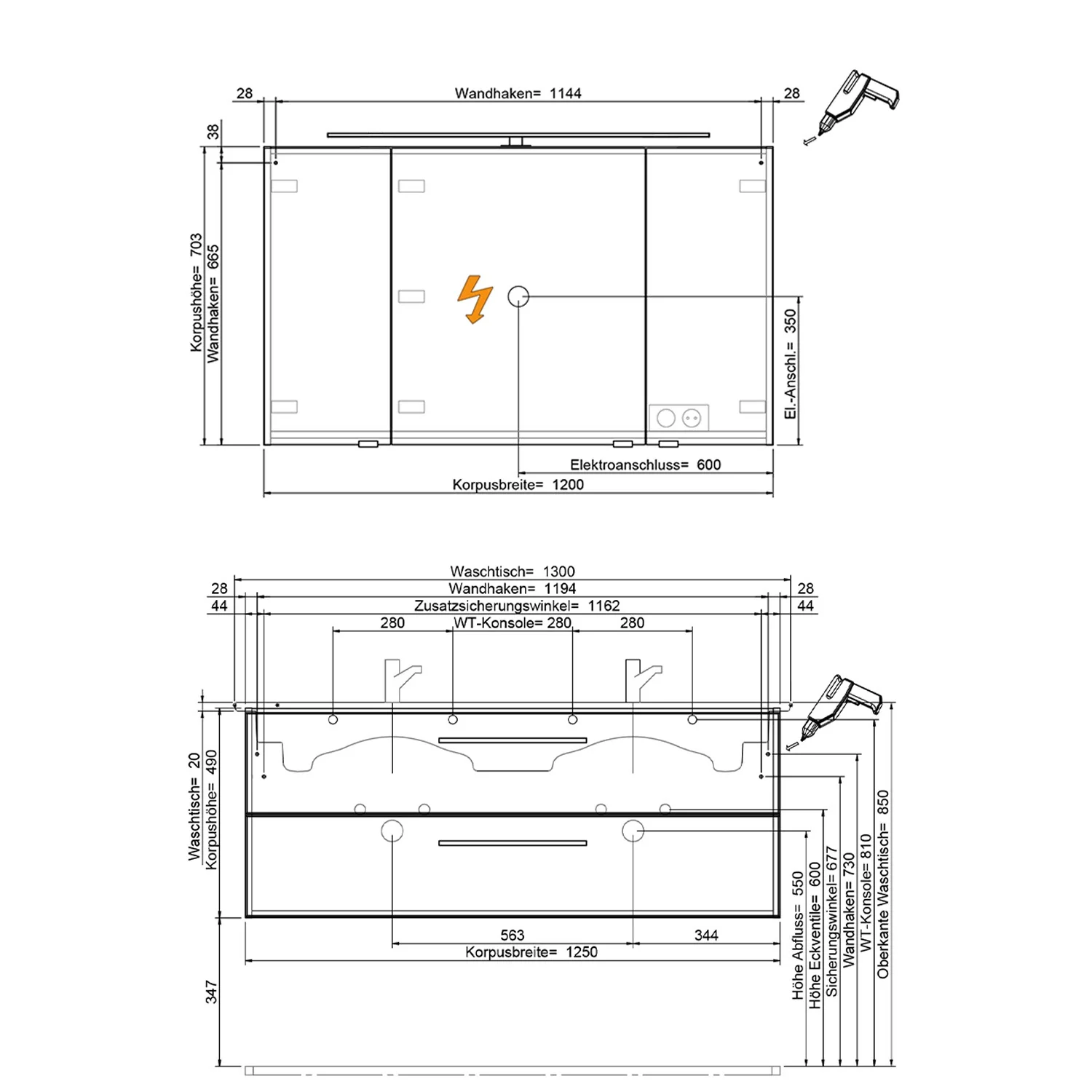 Steinkamp Living 2.0 / Villeroy & Boch Venticello Badmöbel Set 130 cm mit Spiegelschrank, 3 Türen Bild 7
