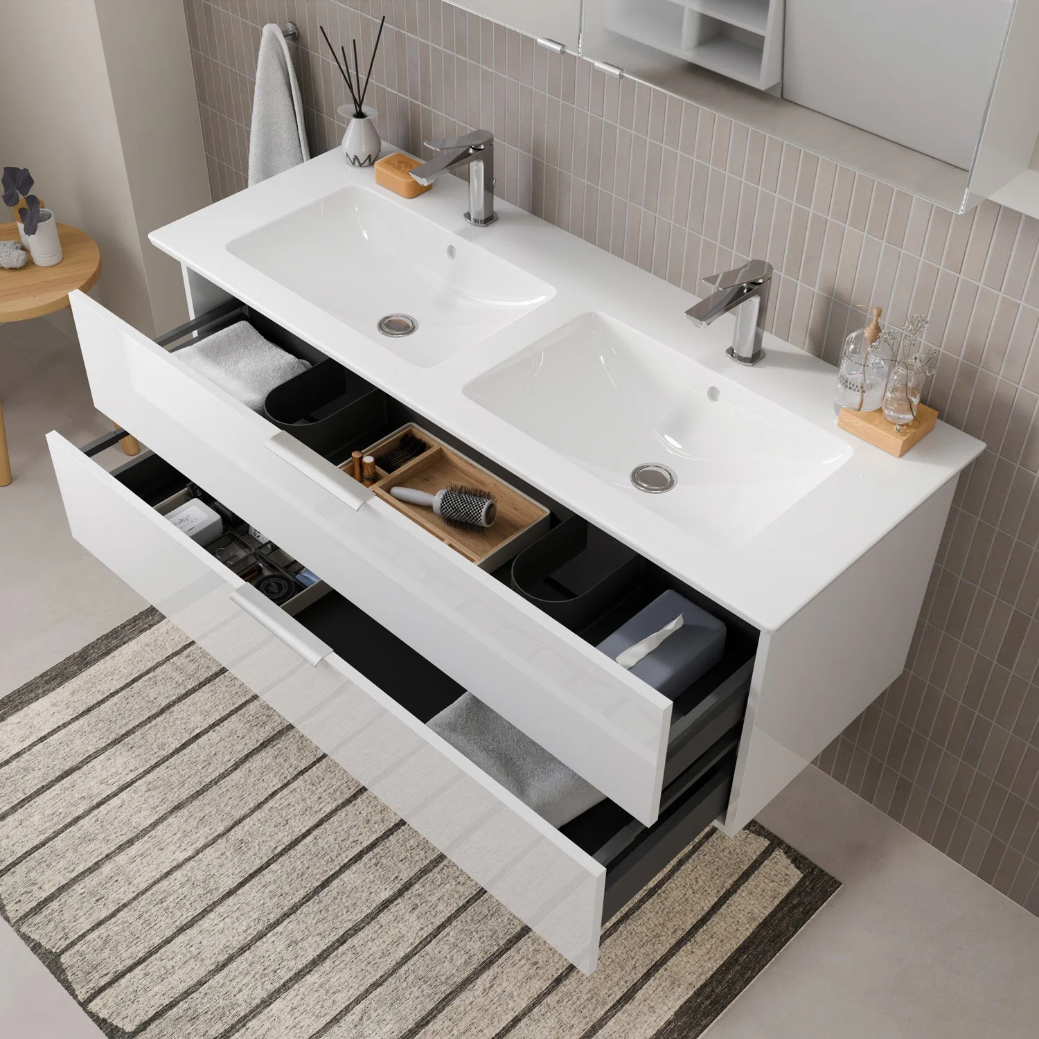 Steinkamp Living 2.0 / Villeroy & Boch Venticello Doppel-Waschtisch mit Unterschrank 130 cm Bild 3