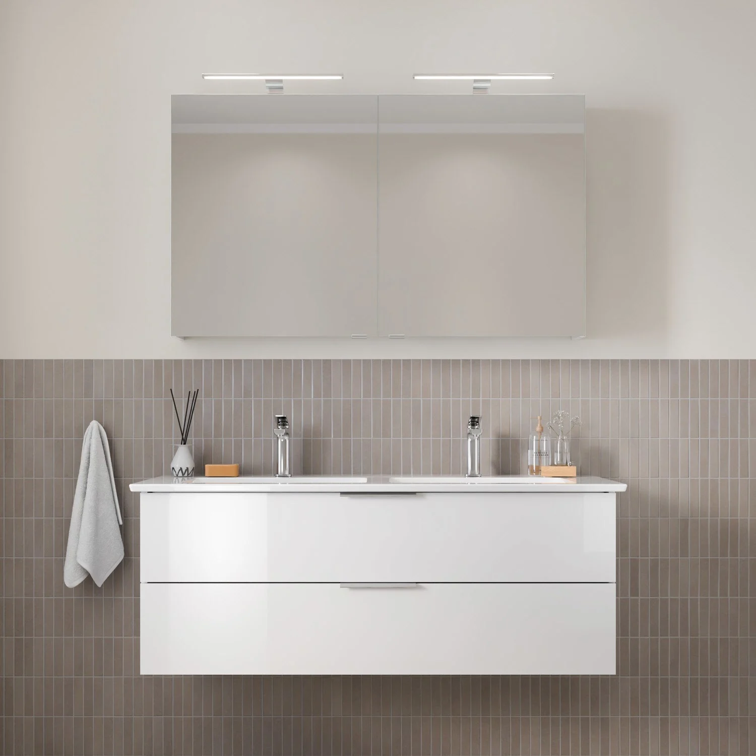 Steinkamp Living 2.0 / Villeroy & Boch Venticello Doppel-Waschtisch mit Unterschrank 130 cm Bild 5