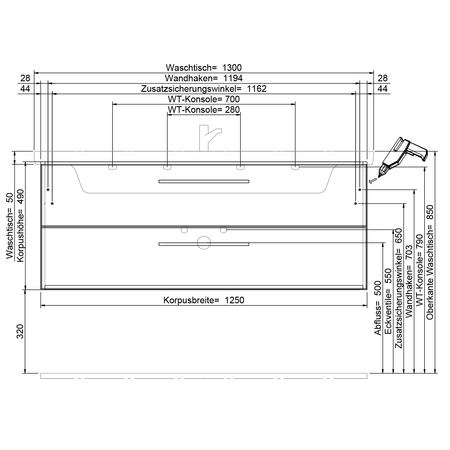 Steinkamp Living 2.0 Waschtischunterschrank für Villeroy & Boch Subway 3.0 Waschtisch 130 cm Bild 6