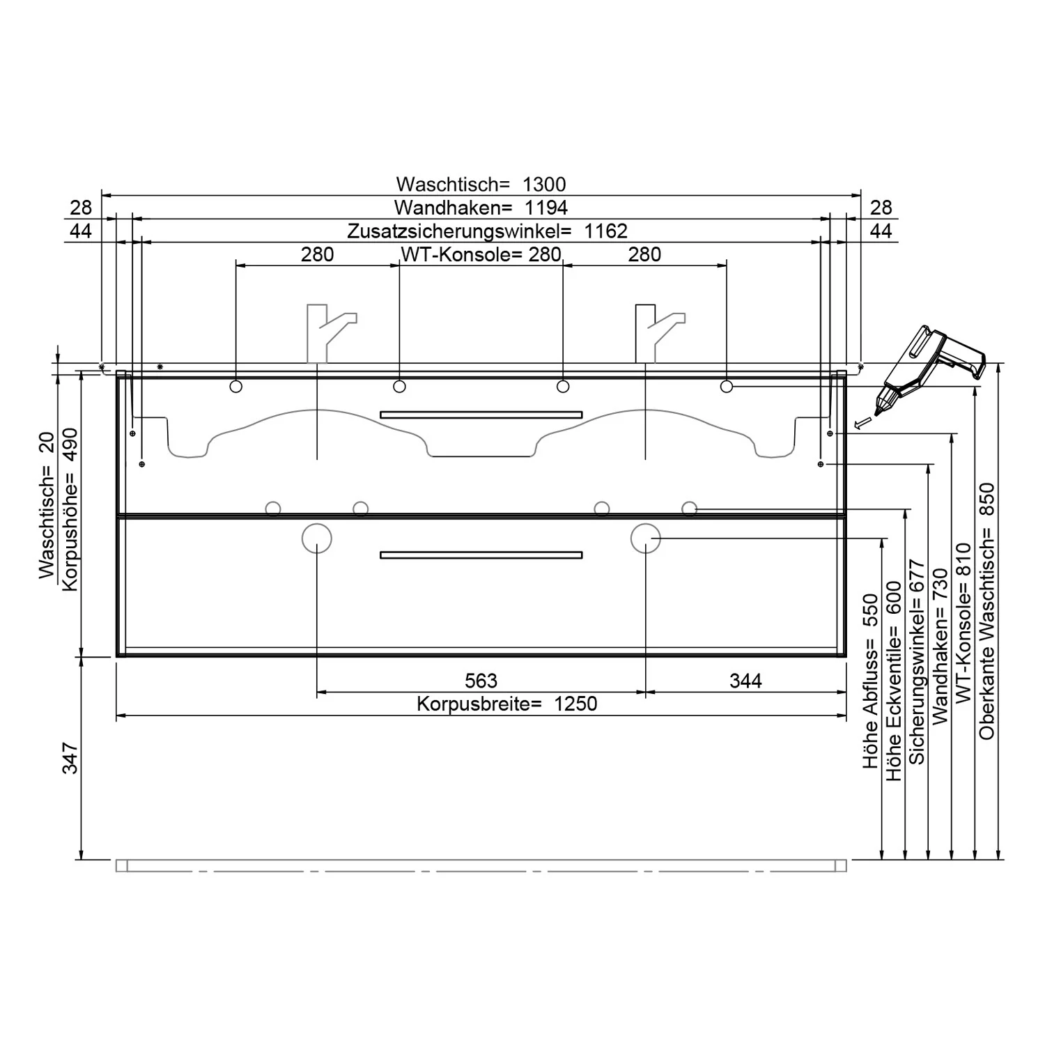 Steinkamp Living 2.0 Waschtischunterschrank für Villeroy & Boch Venticello Doppelwaschtisch 130 cm Bild 7