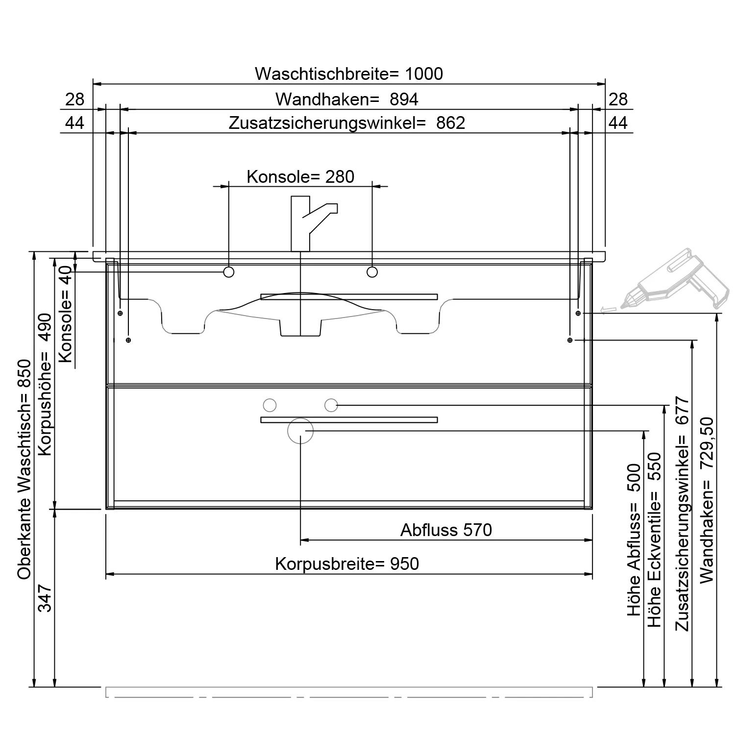 Steinkamp Living 2.0 Waschtischunterschrank für Villeroy & Boch Venticello Waschtisch 100 cm, Becken links Bild 7