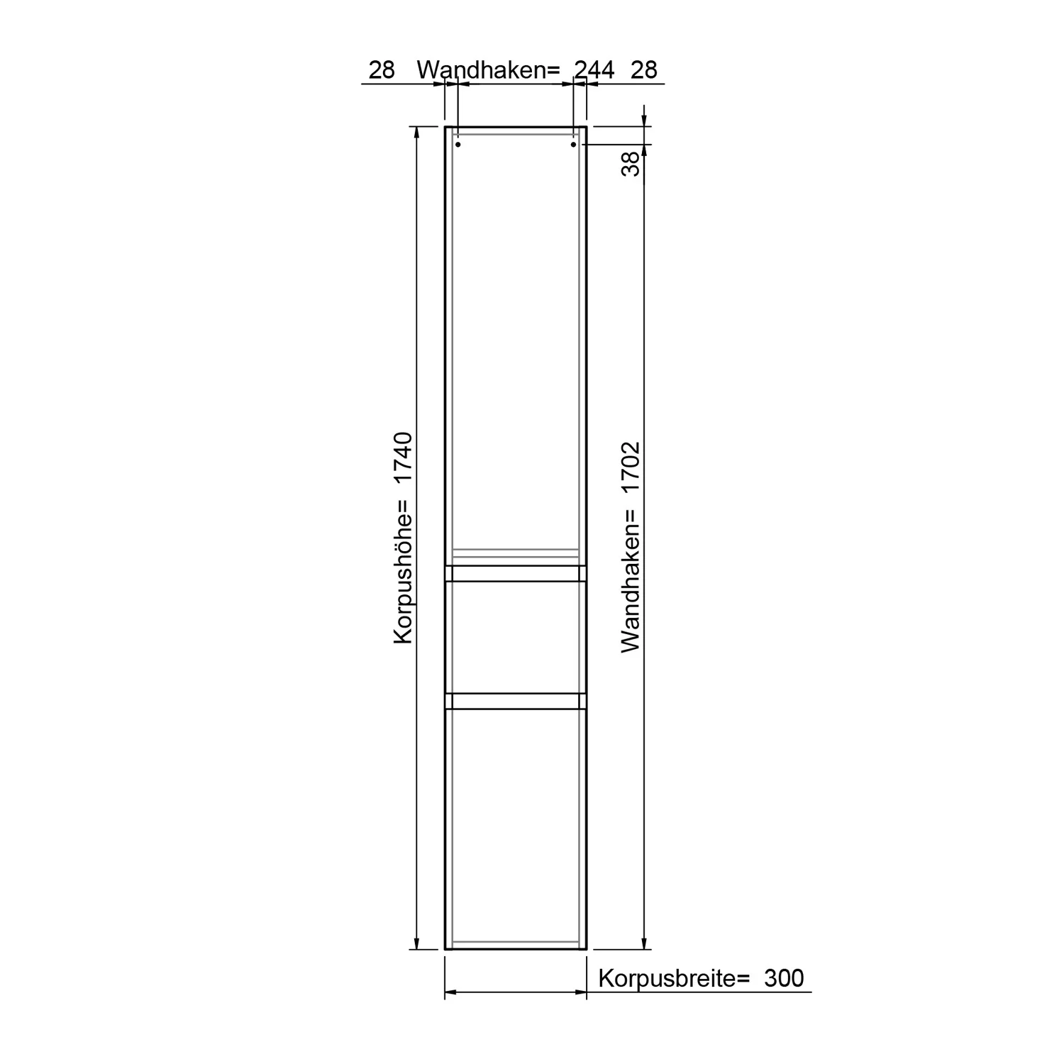 Steinkamp Value Hochschrank 174 cm mit 2 Türen und 1 Auszug, Anschlag rechts Bild 4