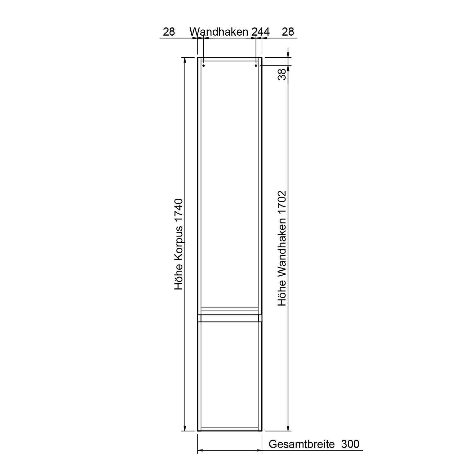 Steinkamp Value Hochschrank 174 cm mit 2 Türen, Anschlag links Bild 3