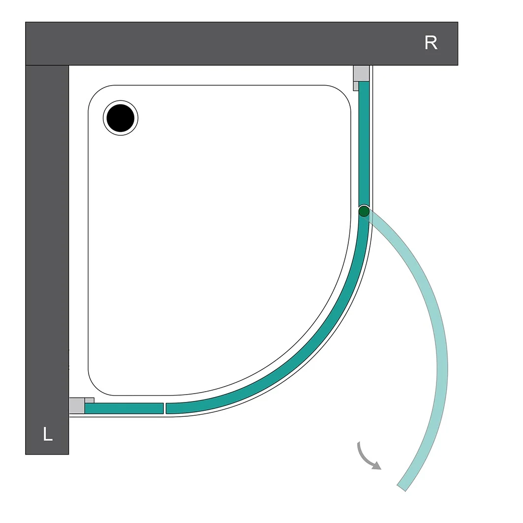 Steinkamp Living Runddusche 3-teilig 90 x 100 cm Radius 55 cm Anschlag rechts inkl. easypearl Bild 5