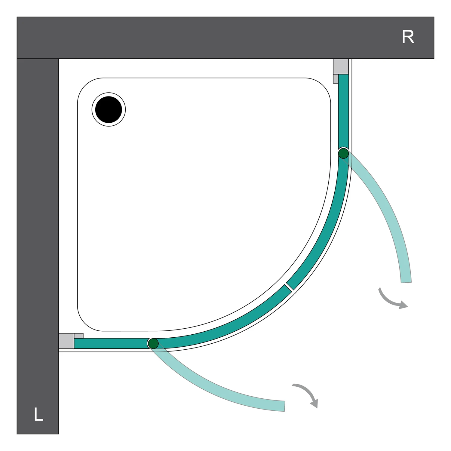Steinkamp Living Runddusche 4-teilig 90 x 90 cm Radius 50 cm inkl. easypearl, mittig mattiert Bild 5