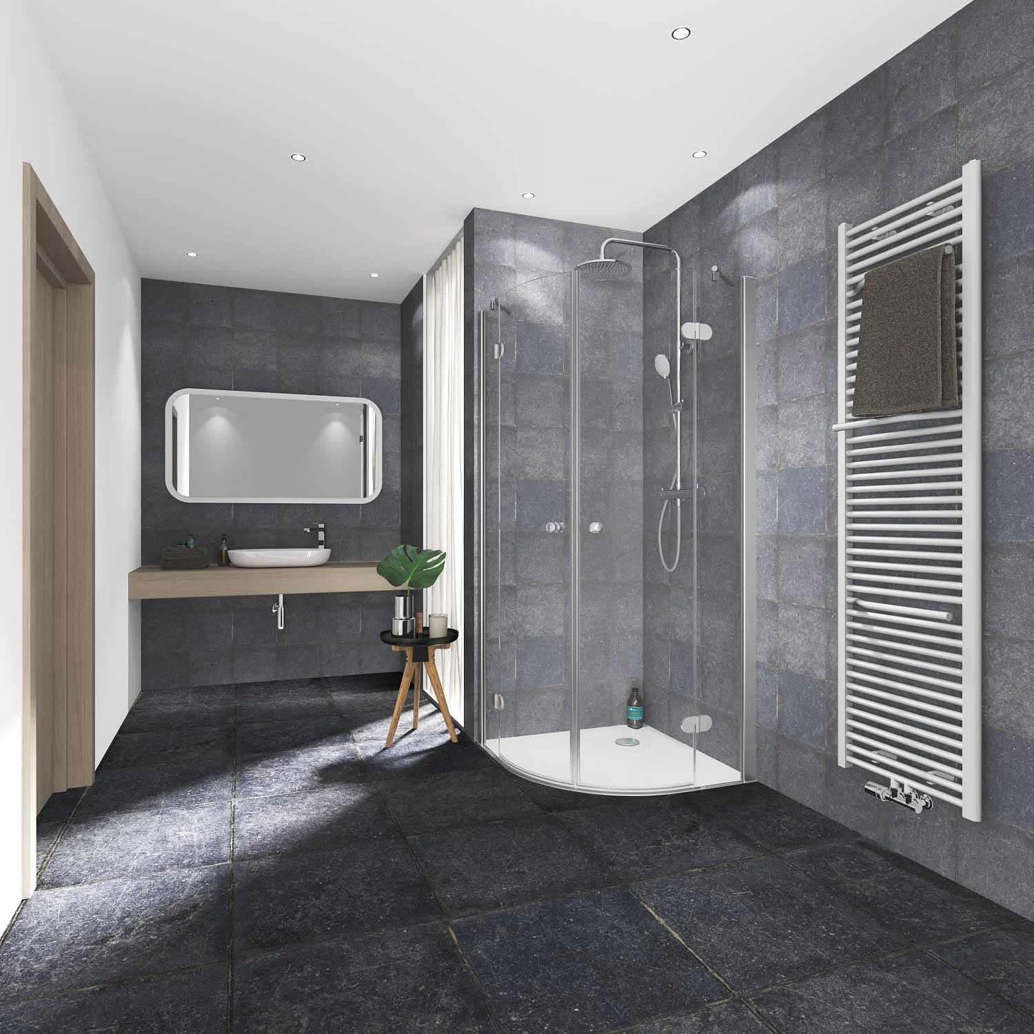 Steinkamp Living Runddusche 4-teilig 90 x 90 cm Radius 55 cm inkl. easypearl, mittig mattiert Bild 8