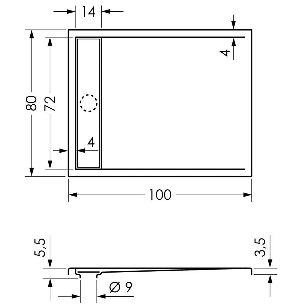 Steinkamp Living Duschwanne 100 x 80 cm mit Ablaufrinne, superflach Bild 4