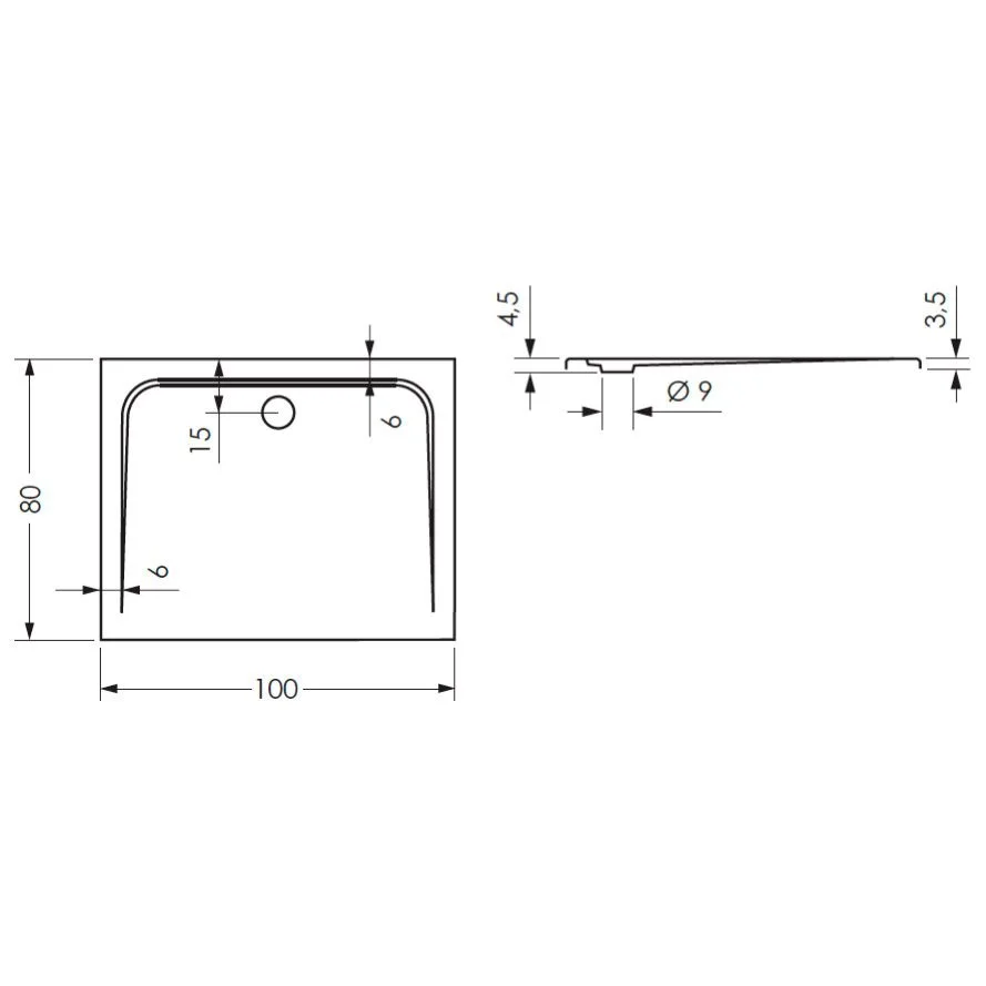 Steinkamp Plan Duschwanne 100 x 80 cm superflach mit Antirutsch Bild 3