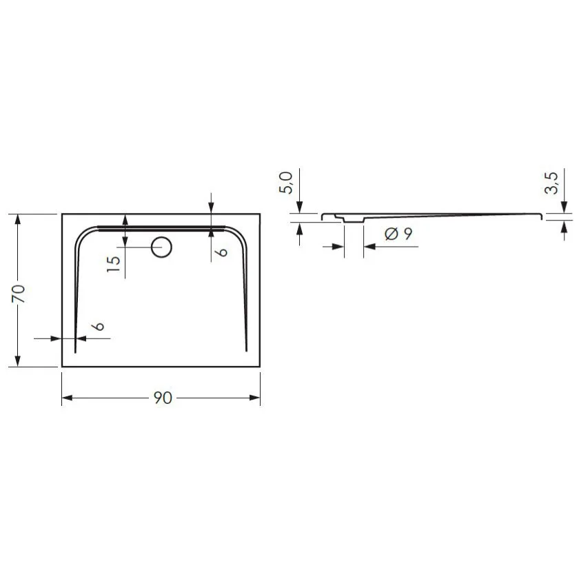 Steinkamp Plan Duschwanne 90 x 70 cm superflach Bild 4
