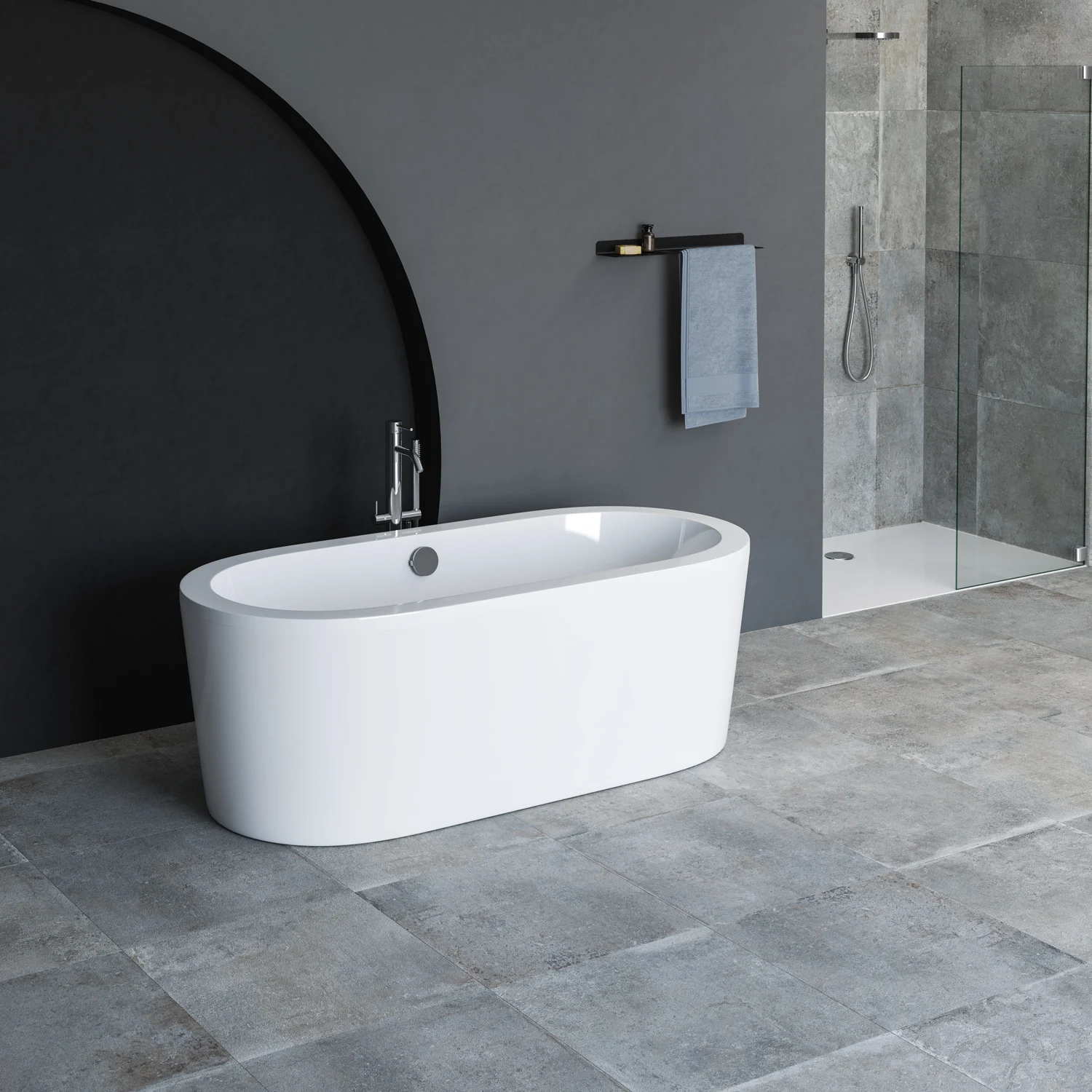 Steinkamp Life freistehende Badewanne 180 x 80 cm mit MT5 Ab- Ein- und Überlaufgarnitur Bild 3