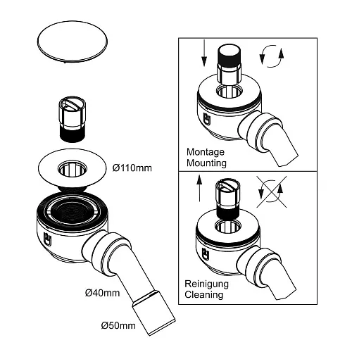 Sturotec Ablaufgarnitur für Duschwanne mit Abdeckhaube Ø 9 cm Bild 2