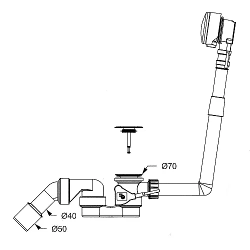 Sturotec Badewannen Ein-, Ab- und Überlaufgarnitur mit Excenter für Normallänge Bild 2
