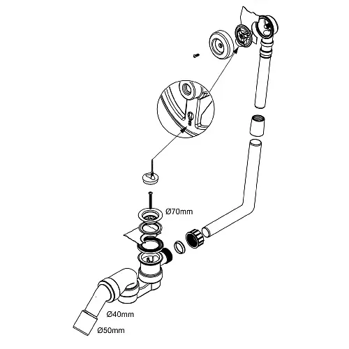Sturotec Badewannen Ab- und Überlaufgarnitur mit Stopfen für Normallänge Bild 2