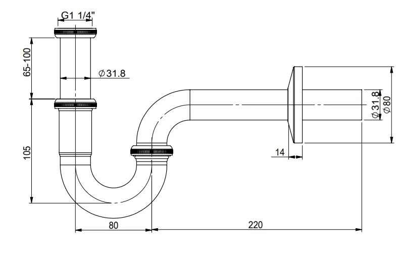 Sturotec Röhrensiphon 1 1/4" Langversion Bild 2