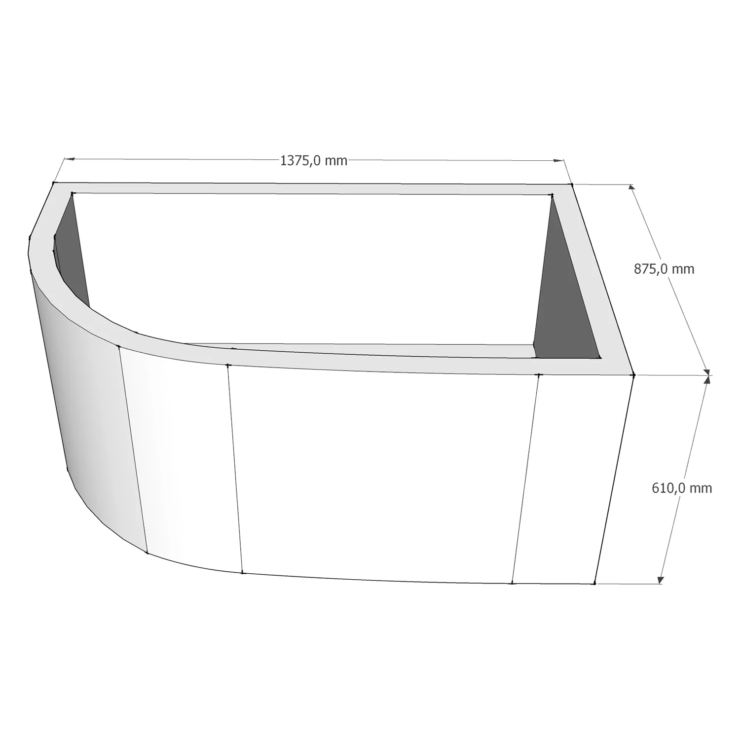 Sturotec Wannenträger für Riho Lyra Raumspar-Badewanne 140 x 90 cm, links für Eckeinbau Bild 2