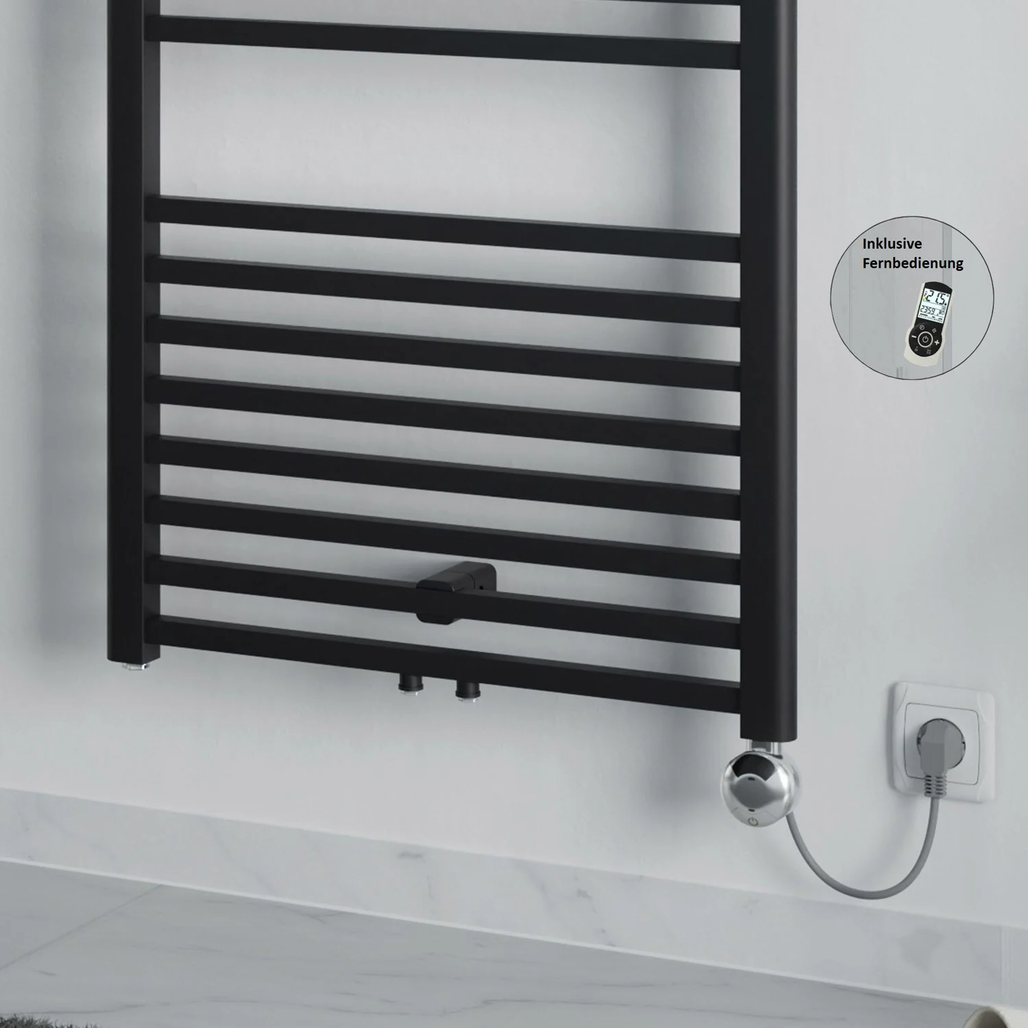 Sturotec Bath 11 E Badheizkörper 50 x 66,7 cm, rein elektrisch, mit integr. Raumthermostat, inkl. Fernbedienung Bild 2