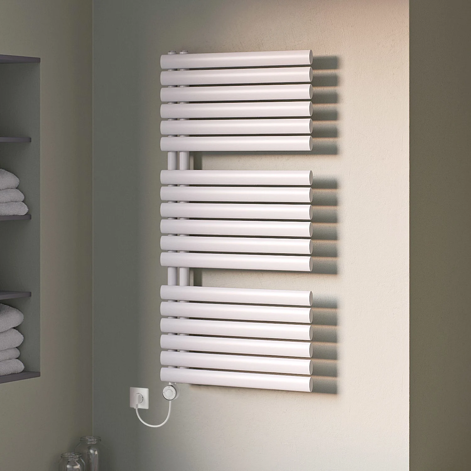 Sturotec Bath 2 E Badheizkörper 60 x 151,2 cm, rein elektrisch, mit integr. Raumthermostat, Öffnung links