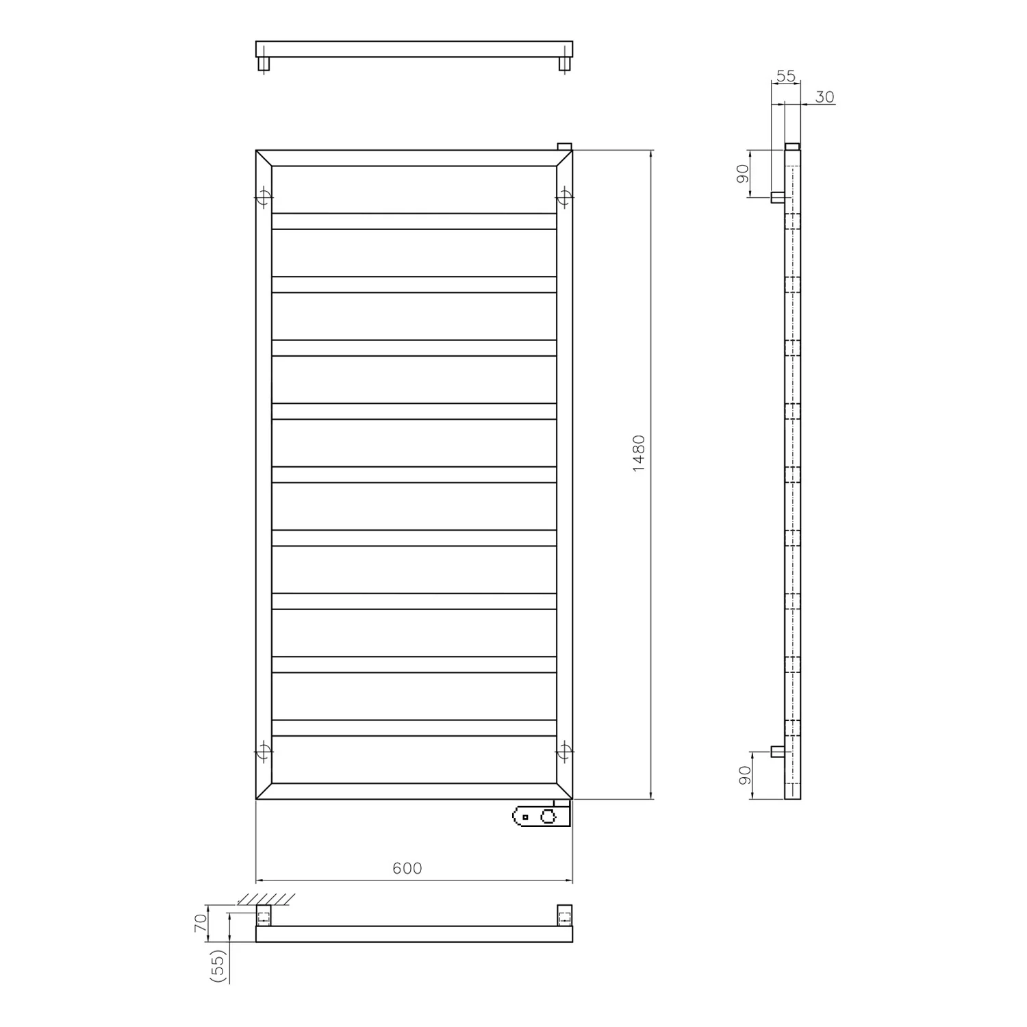 Sturotec Bath 3 E Badheizkörper 60 x 148 cm, rein elektrisch, mit integr. Raumthermostat Bild 4
