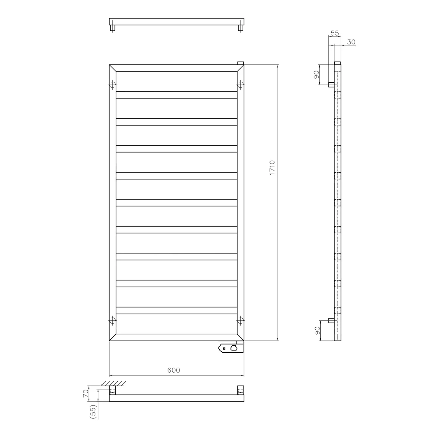 Sturotec Bath 3 E Badheizkörper 60 x 172 cm, rein elektrisch, mit integr. Raumthermostat Bild 4