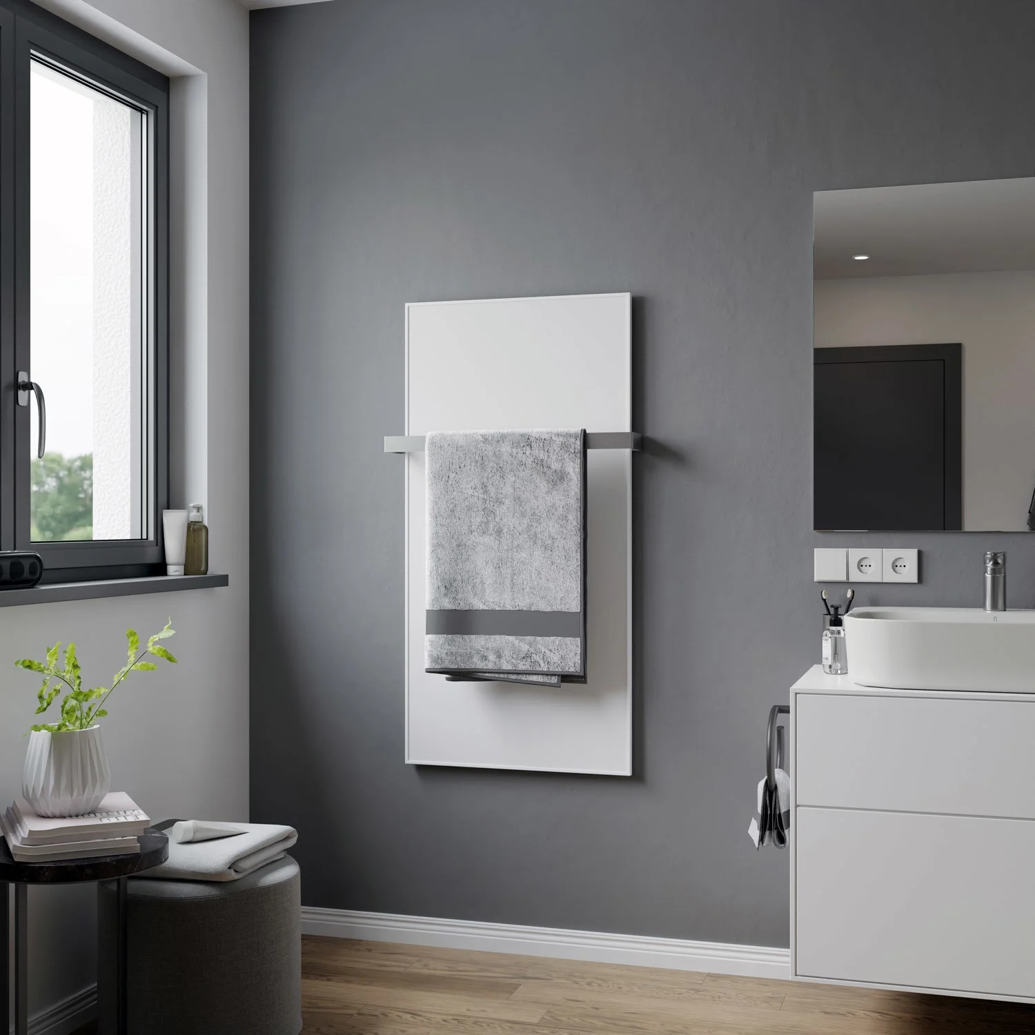 Sturotec Bath 7 E Infrarot-Badheizkörper 60 x 60 cm mit Handtuchhalter Bild 3