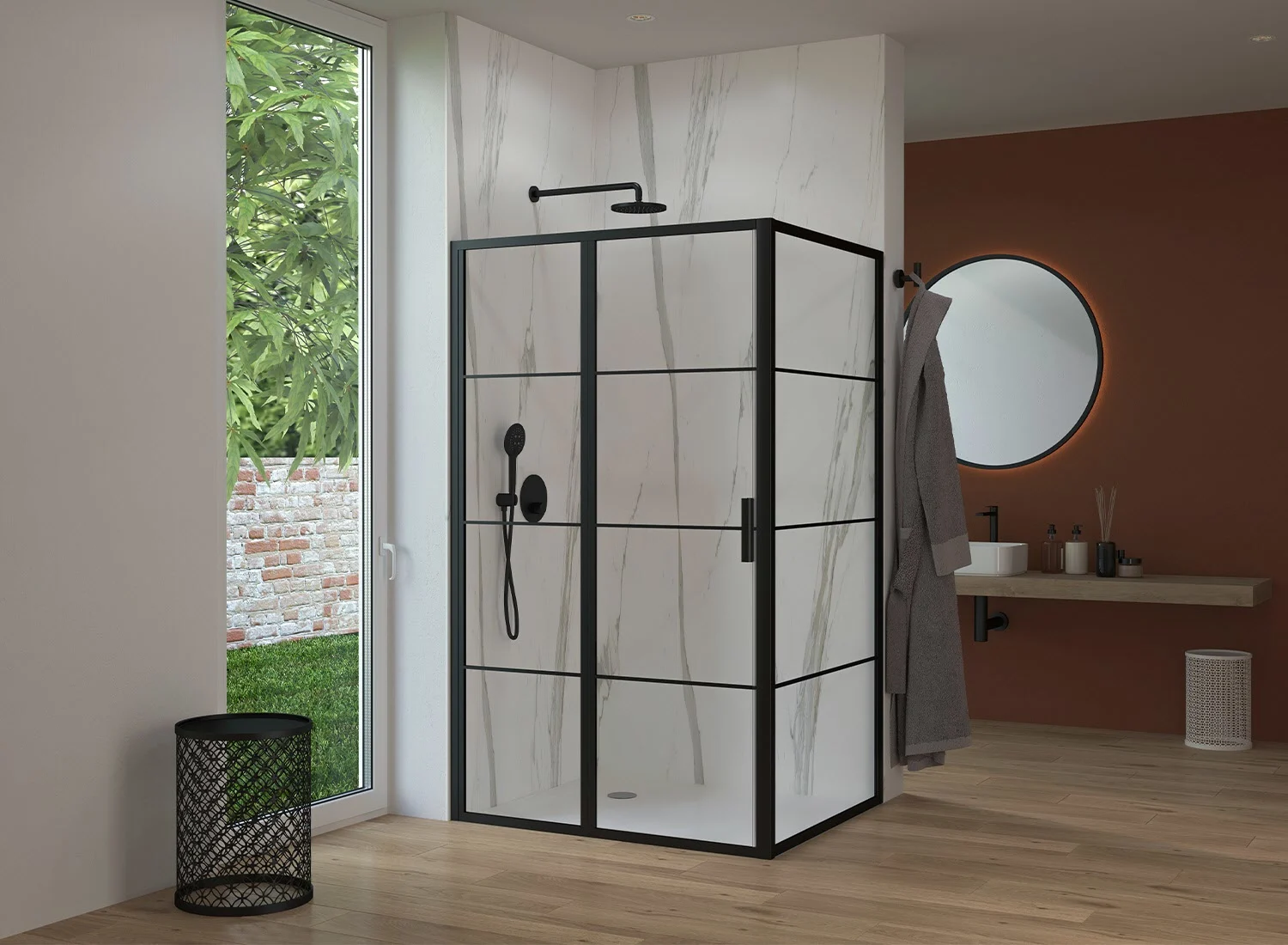 Sturotec 3060 Drehtür mit Festelement und Seitenwand 100 x 100 x 200 cm mit Nano-Beschichtung Bild 3