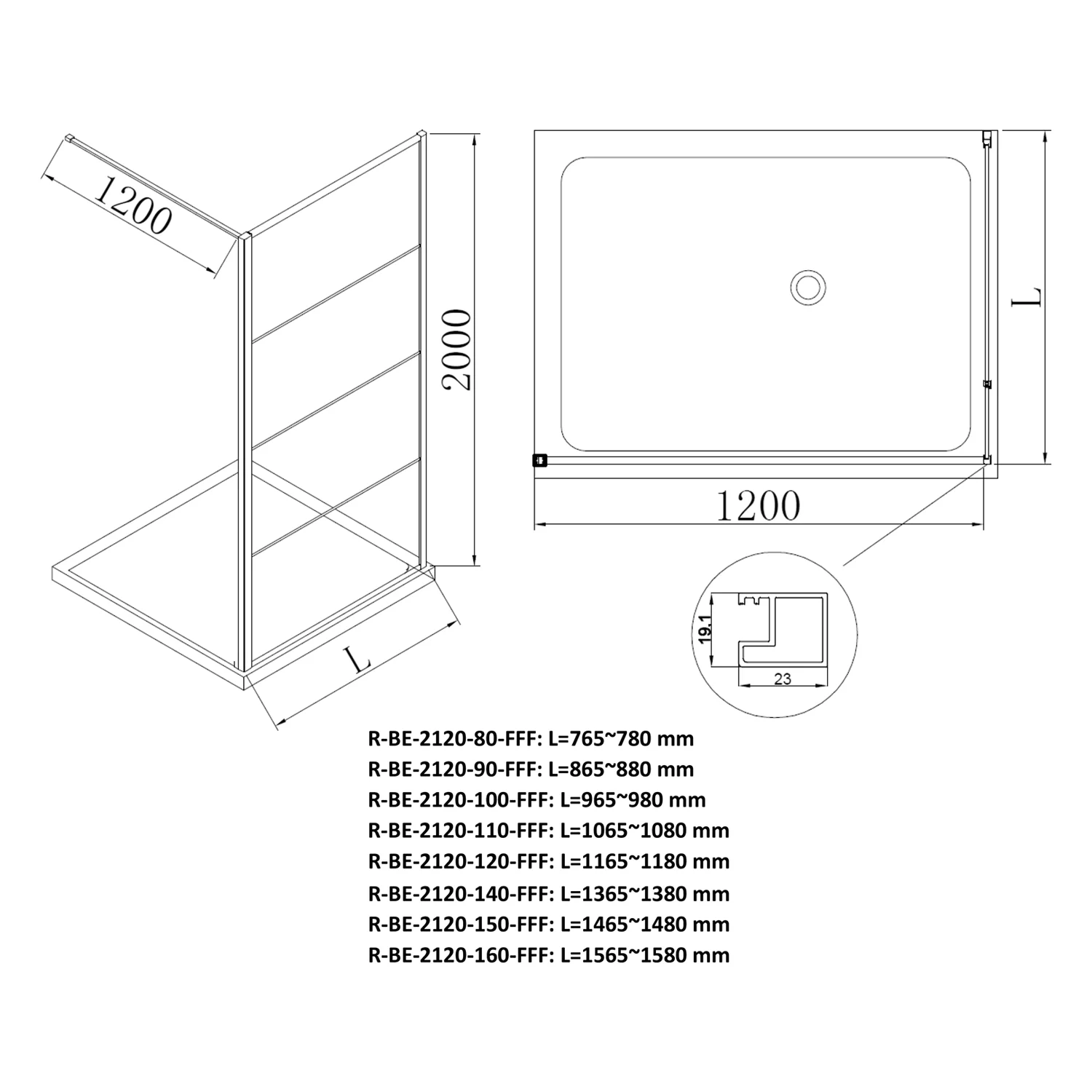 Sturotec 3060 Walk-In Seitenwand 90 x 200 cm mit Nano-Beschichtung Bild 4