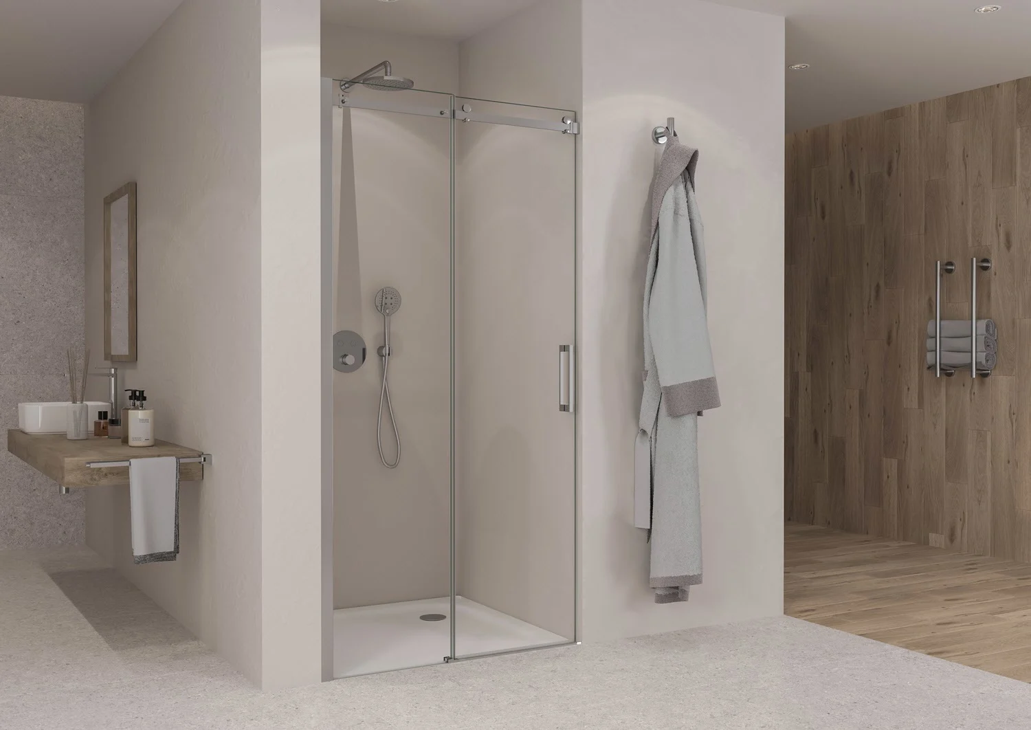 Sturotec 3070 Schiebetür mit Festelement 120 x 200 cm für Nische mit Nano-Beschichtung Bild 3