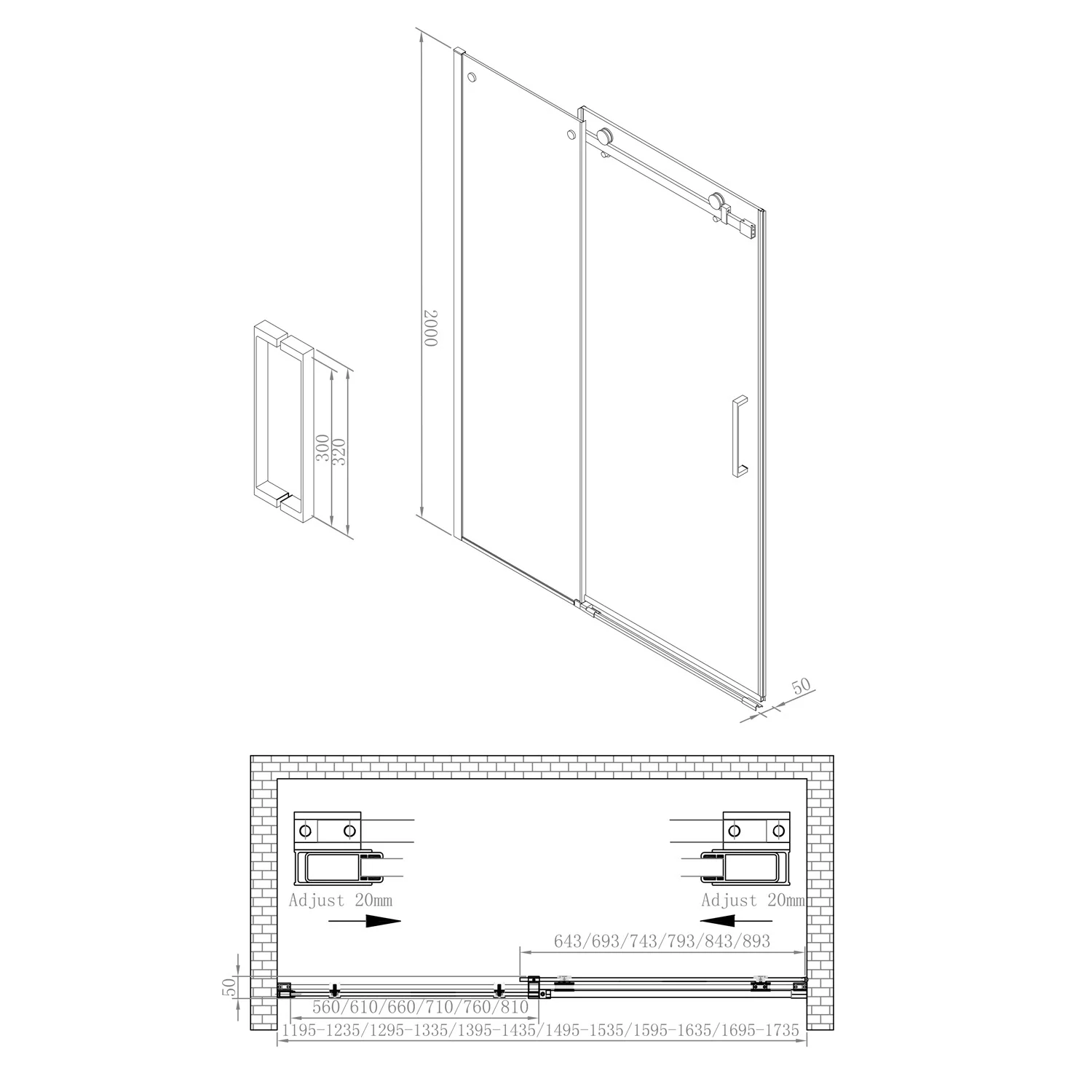 Sturotec 3070 Schiebetür mit Festelement 120 x 200 cm für Nische mit Nano-Beschichtung Bild 4