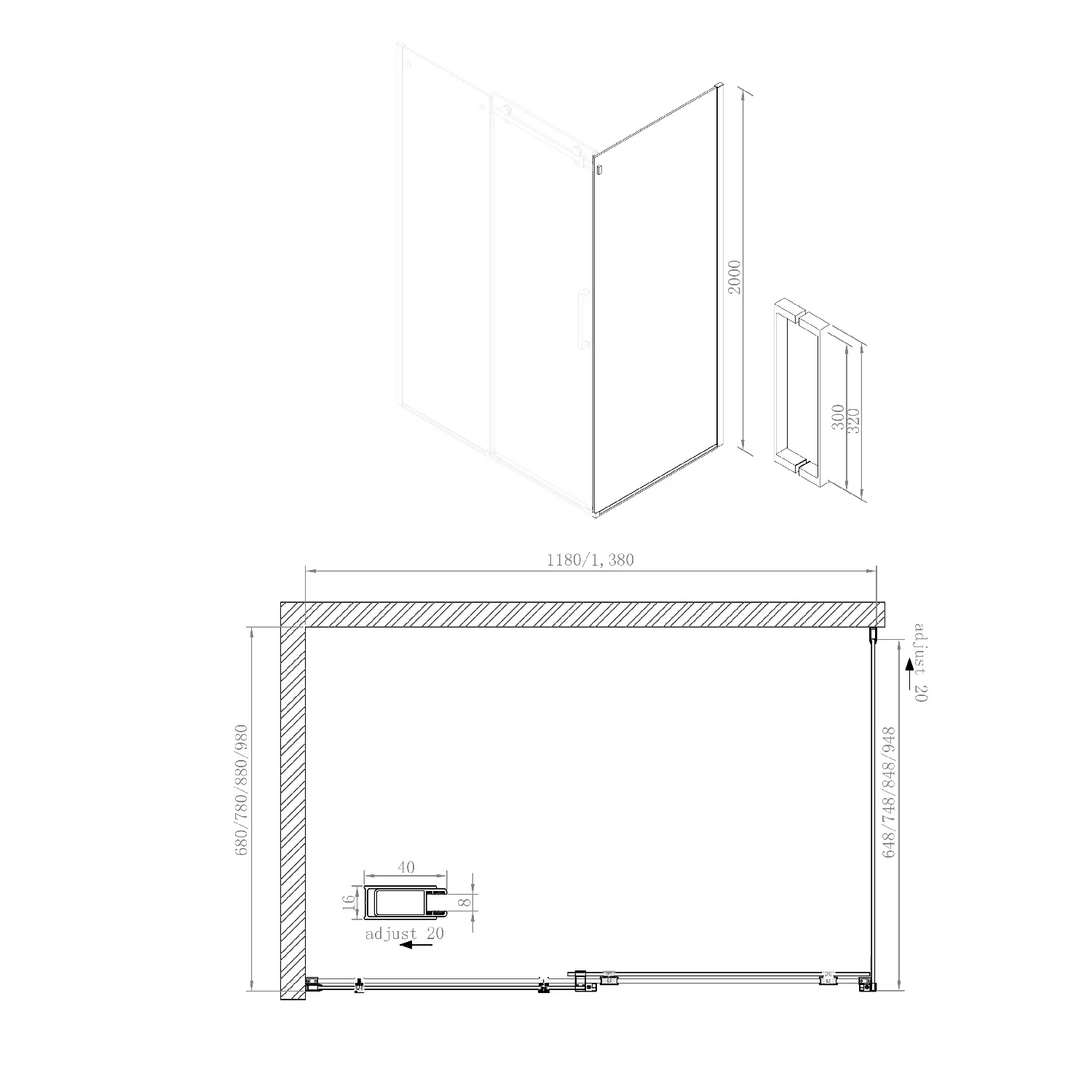 Sturotec 3070 Seitenwand 80 x 200 cm mit Nano-Beschichtung zur Kombination mit einer Schiebetüre Bild 5
