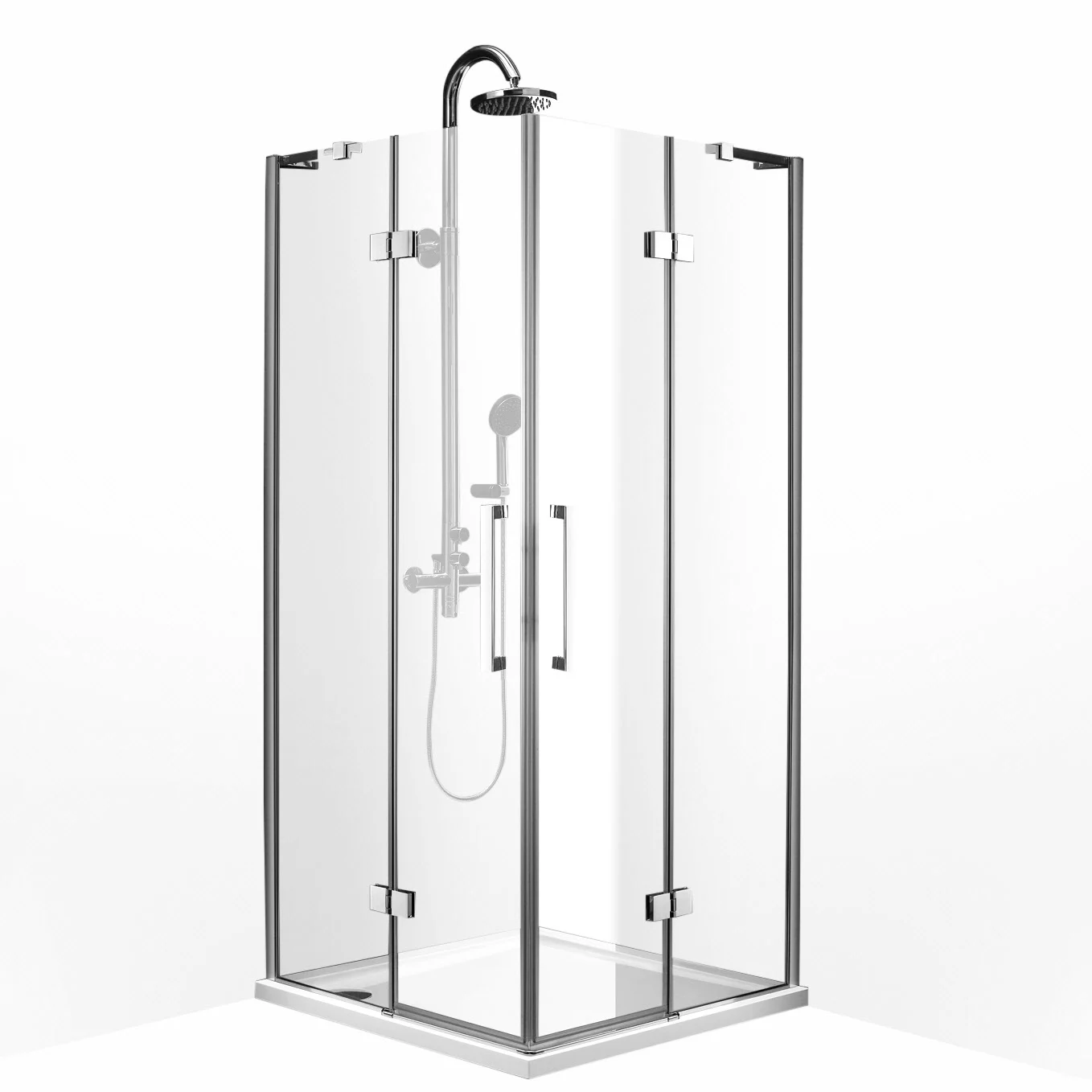 Sturotec 5050 Eckeinstieg 2 Drehtüren mit Festelement 80 x 80 x 200 cm, mit Nano-Beschichtung Bild 2