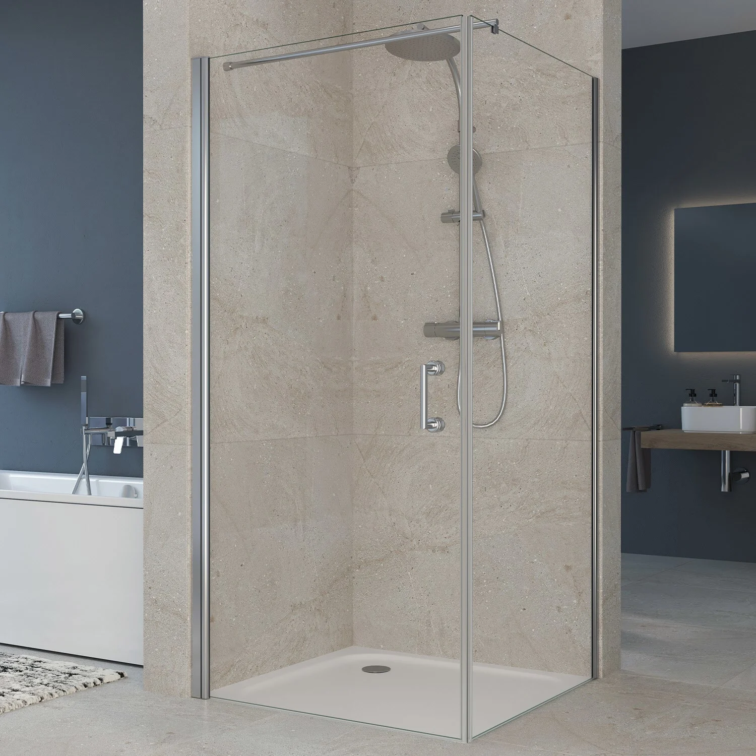 Sturotec 5070 Drehtür 90 x 195 cm zur Kombination mit Seitenwand, mit Nano-Beschichtung
