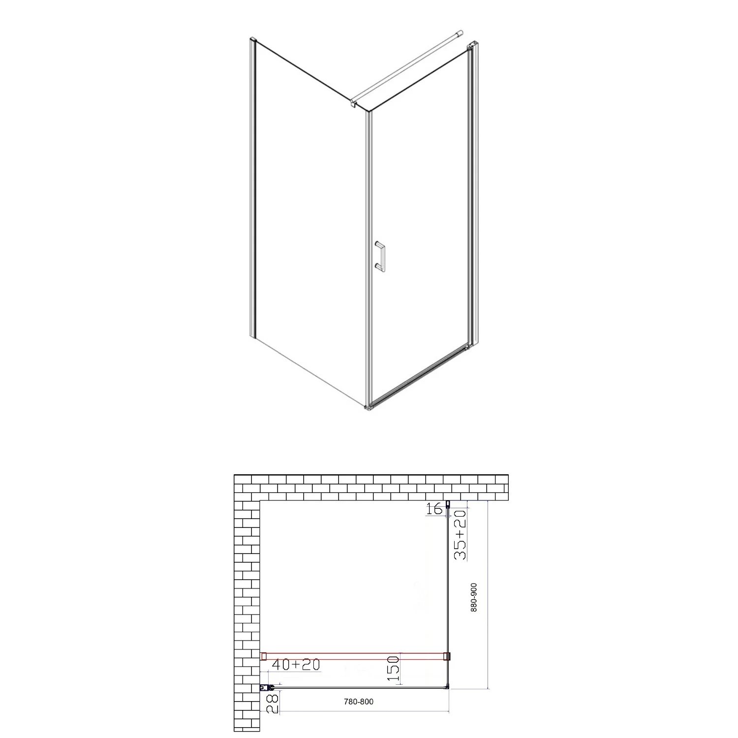 Sturotec 5070 Drehtür mit Seitenwand 80 x 90 x 195 cm mit Nano-Beschichtung Bild 4