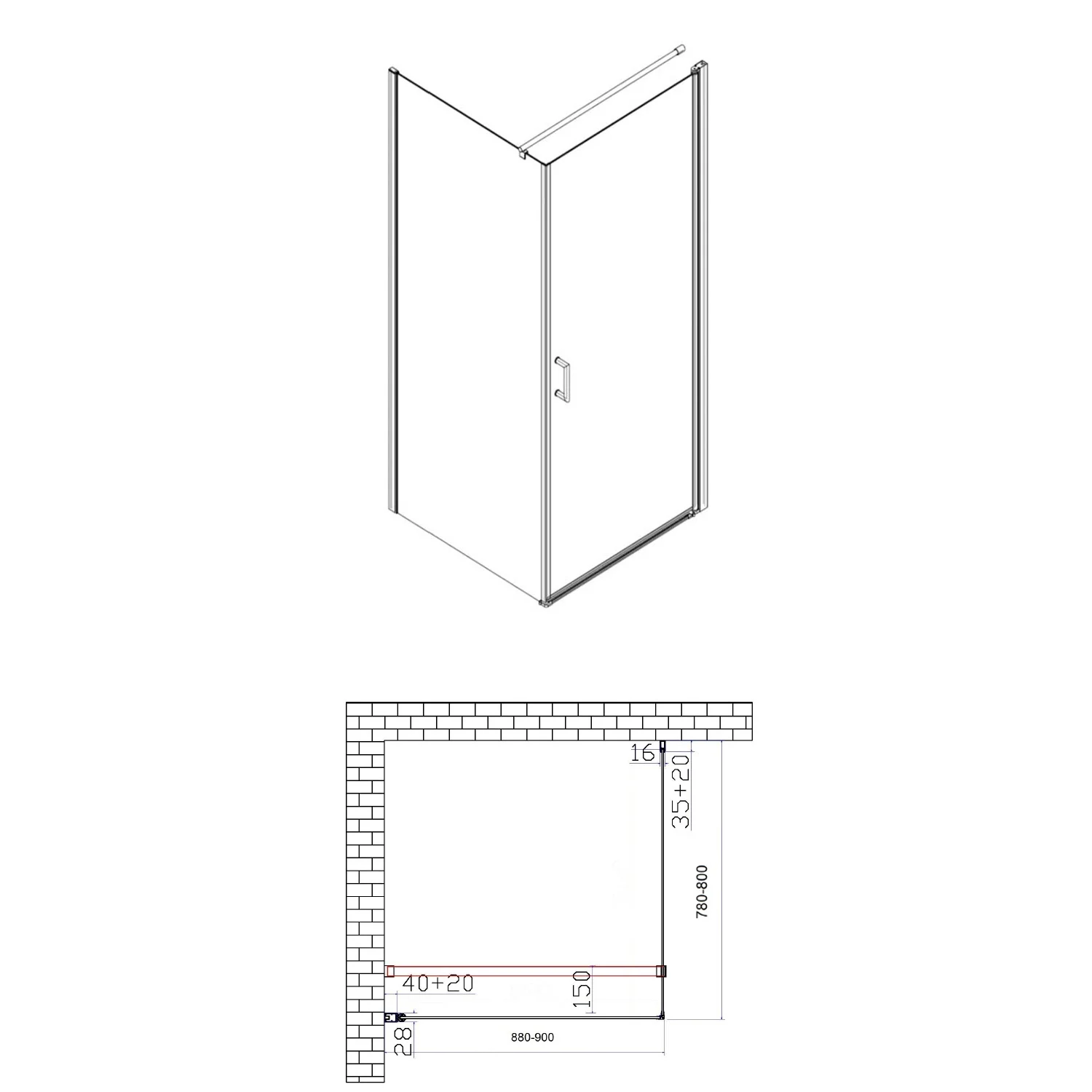 Sturotec 5070 Drehtür mit Seitenwand 90 x 80 x 195 cm mit Nano-Beschichtung Bild 4