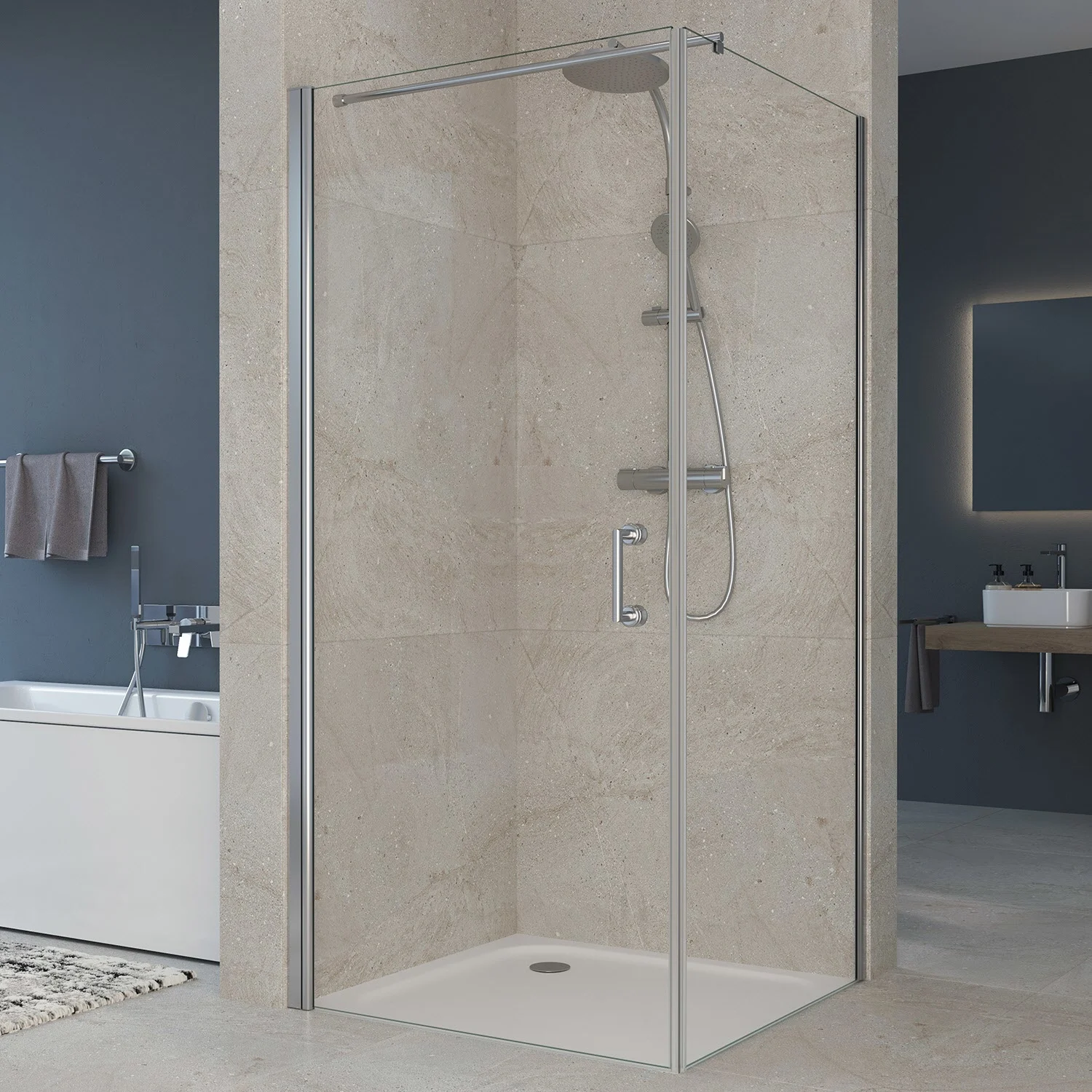 Sturotec 5070 Drehtür mit Seitenwand 90 x 100 x 195 cm mit Nano-Beschichtung