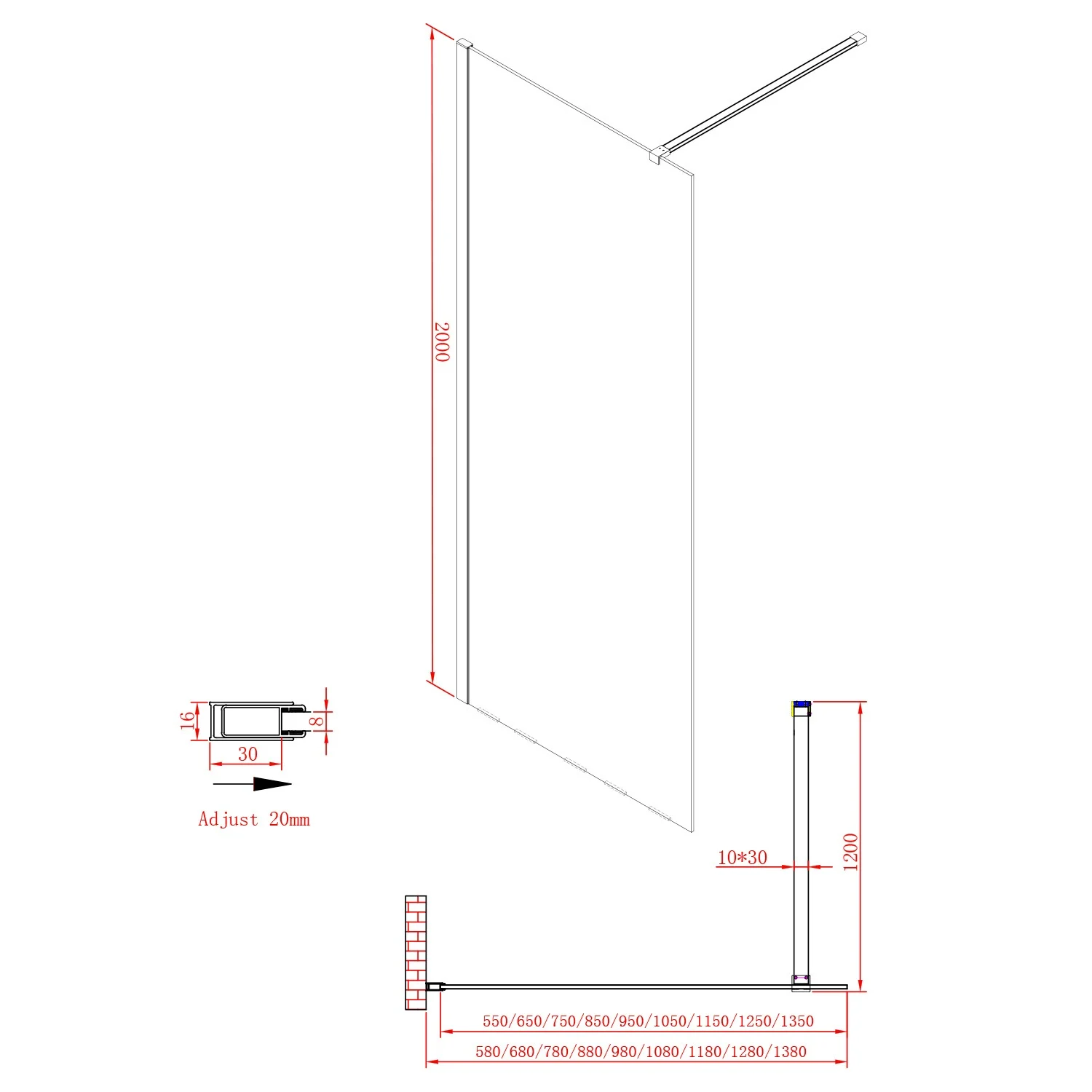 Sturotec 5090 Walk-In Seitenwand 90 x 200 cm mit Nano-Beschichtung Bild 4