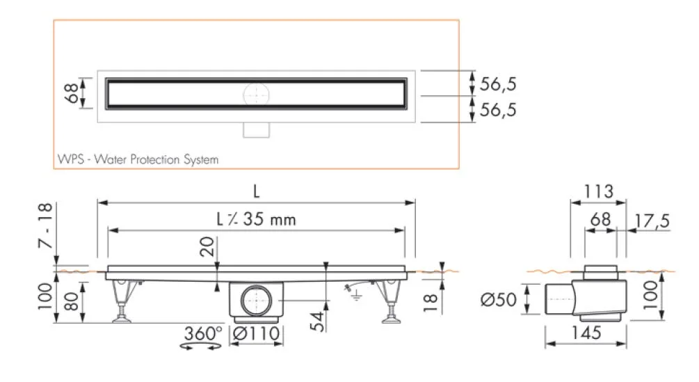 Sturotec Duschrinne 50 cm, Komplettset mit Designabdeckung Bild 4