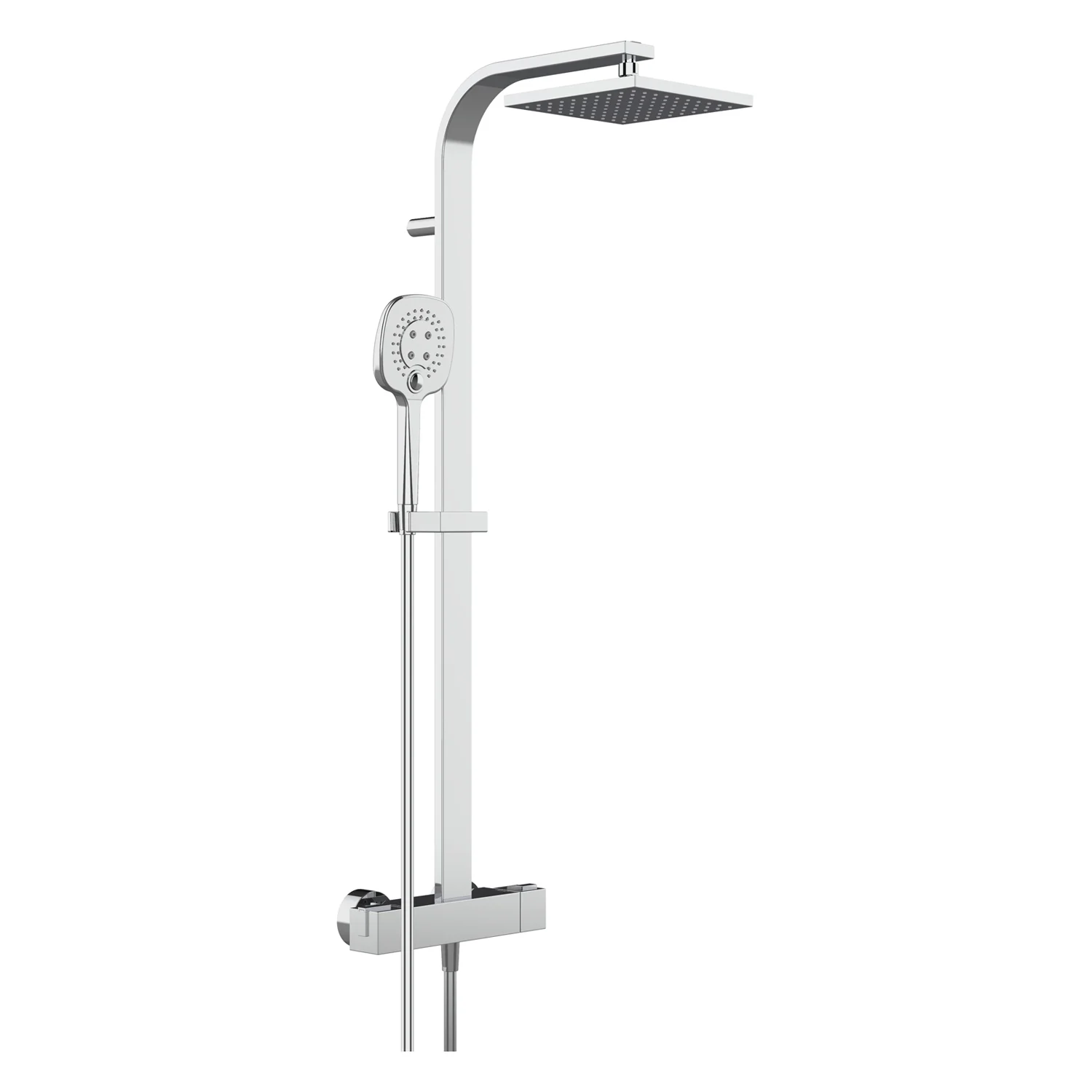 Sturotec Eco-Line 6 l/min Duschsystem eckig mit Thermostatarmatur und Kopfbrause 20 cm