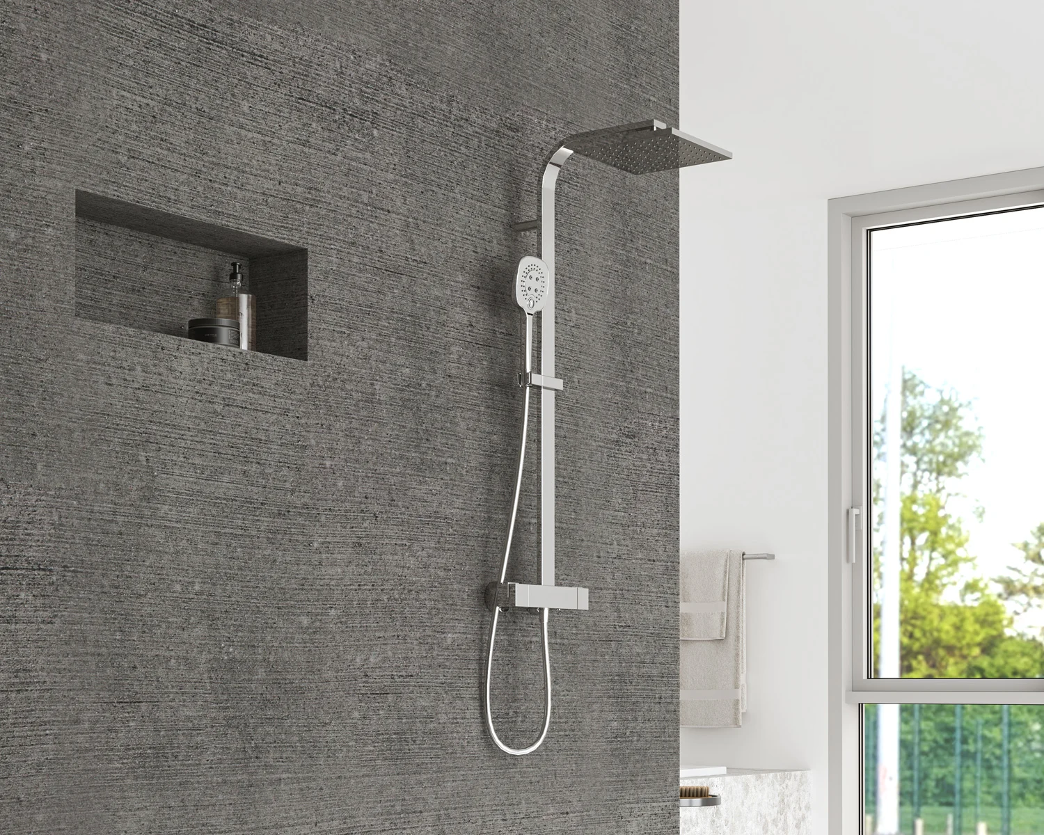 Sturotec Eco-Line 6 l/min Duschsystem eckig mit Thermostatarmatur und Kopfbrause 25 cm Bild 9