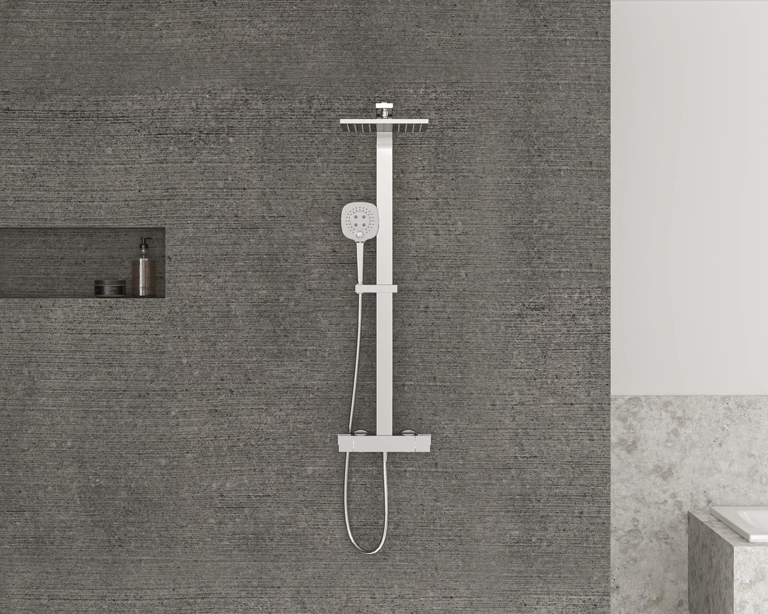 Sturotec Eco-Line 6 l/min Duschsystem eckig mit Thermostatarmatur und Kopfbrause 25 cm Bild 10