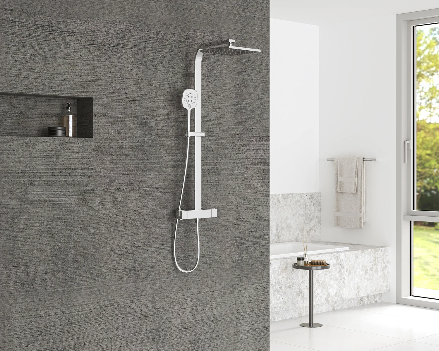 Sturotec Eco-Line 6 l/min Duschsystem eckig mit Thermostatarmatur und Kopfbrause 25 cm Bild 11