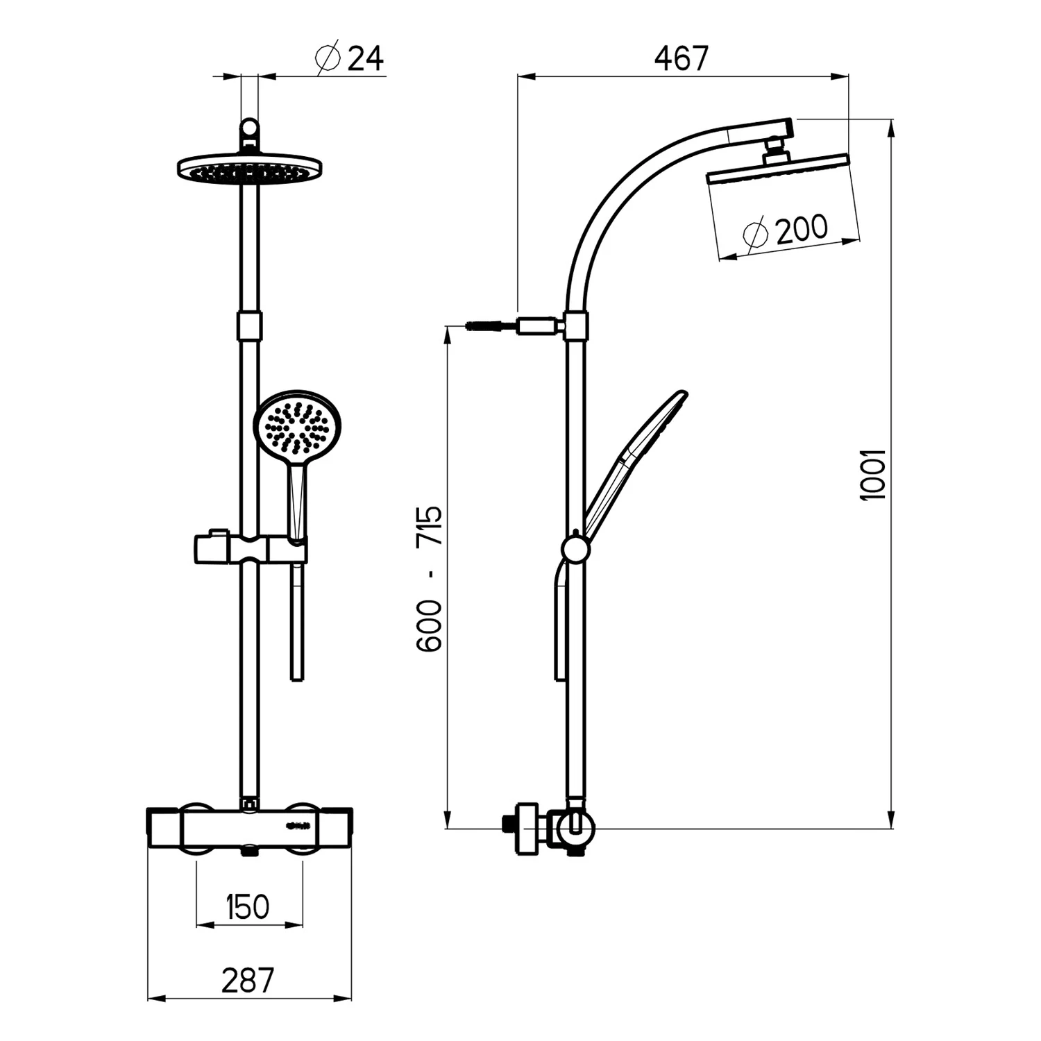 Sturotec Eco-Line 6 l/min Duschsystem rund mit Thermostatarmatur und Kopfbrause 20 cm Bild 6