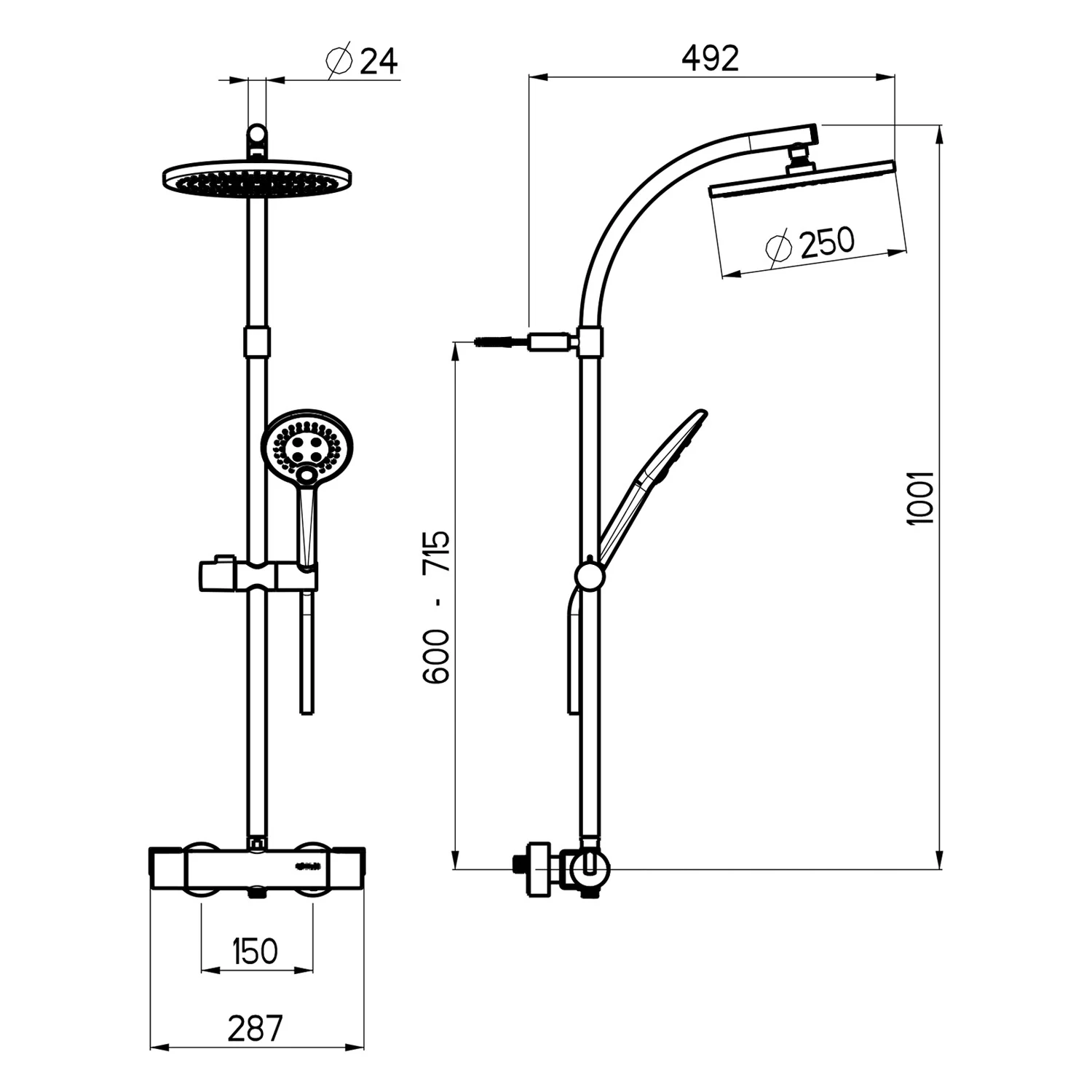 Sturotec Eco-Line 6 l/min Duschsystem rund mit Thermostatarmatur und Kopfbrause 25 cm Bild 5